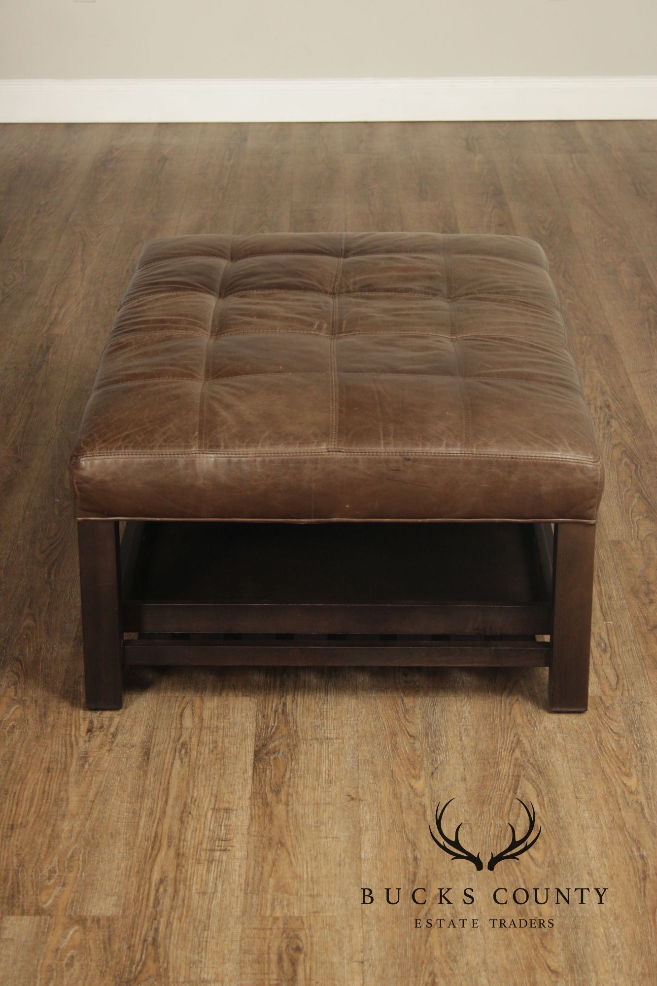 Arhaus Camden Collection Leather 'Butler' Ottoman