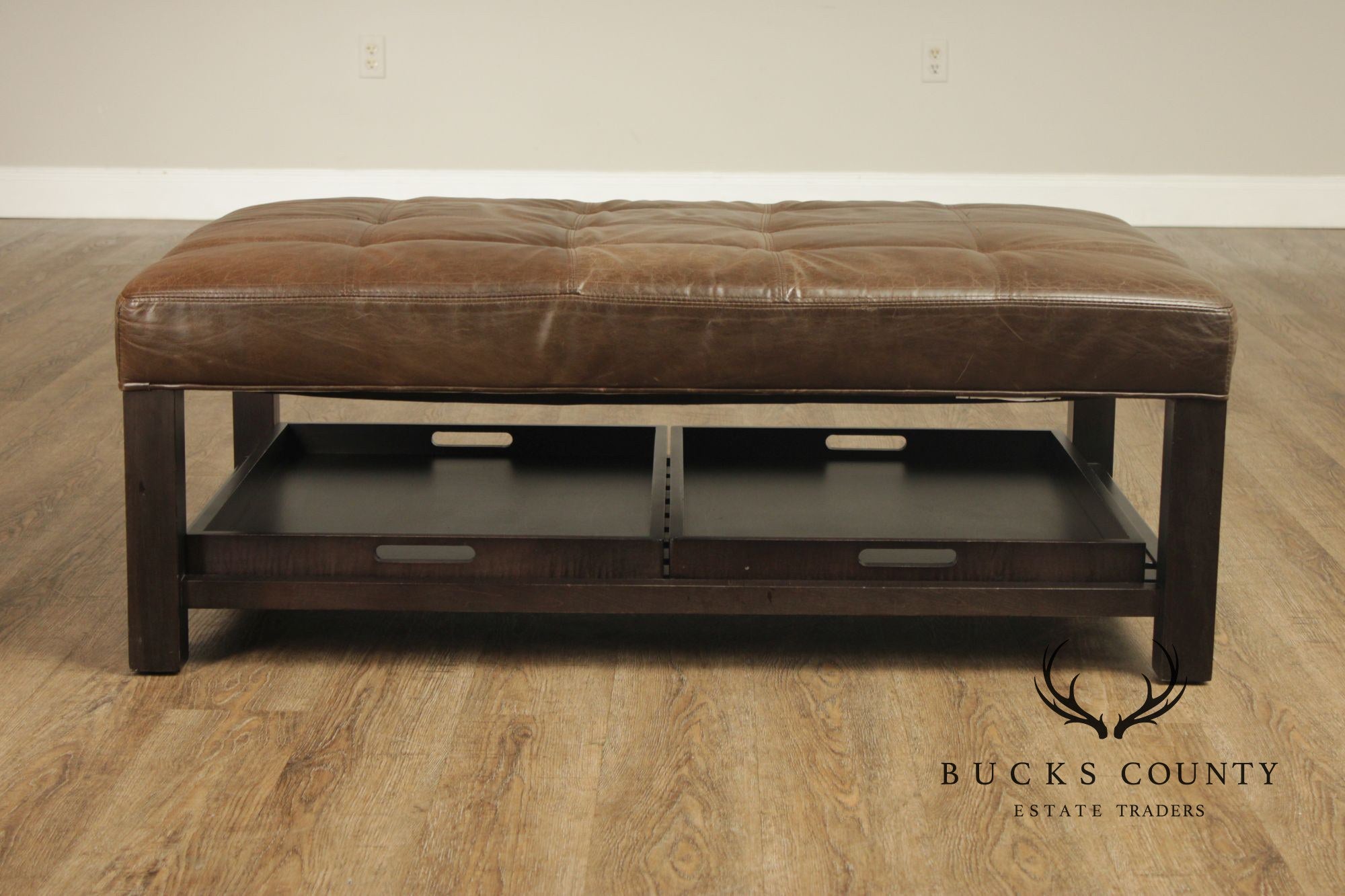 Arhaus Camden Collection Leather 'Butler' Ottoman