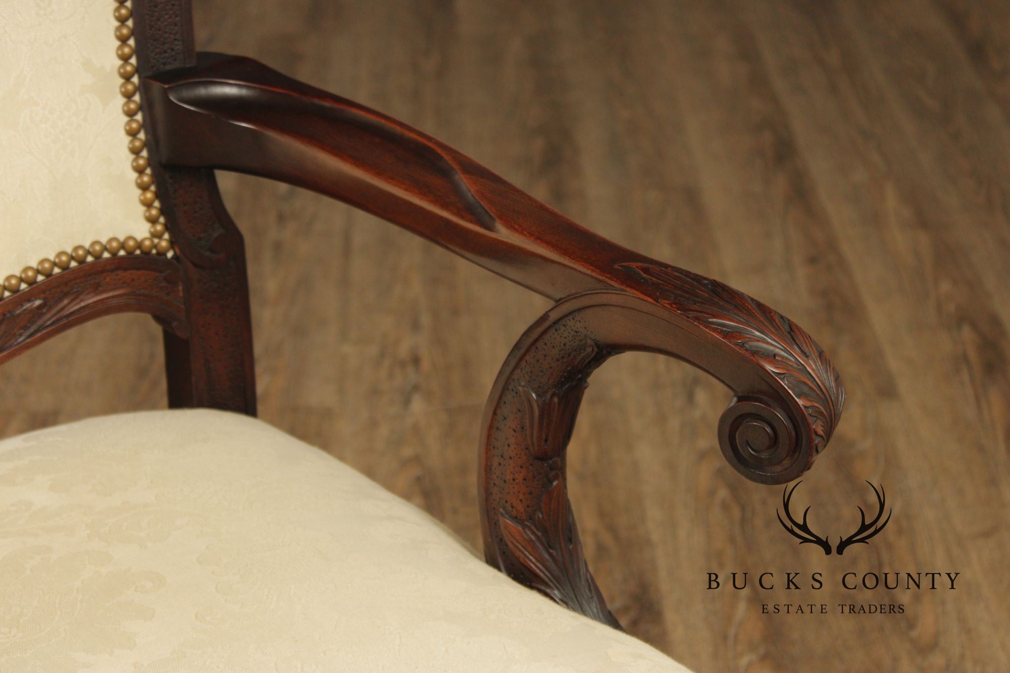 Georgian Style 1930's Vintage Set of 8 Carved Mahogany Dining Chairs