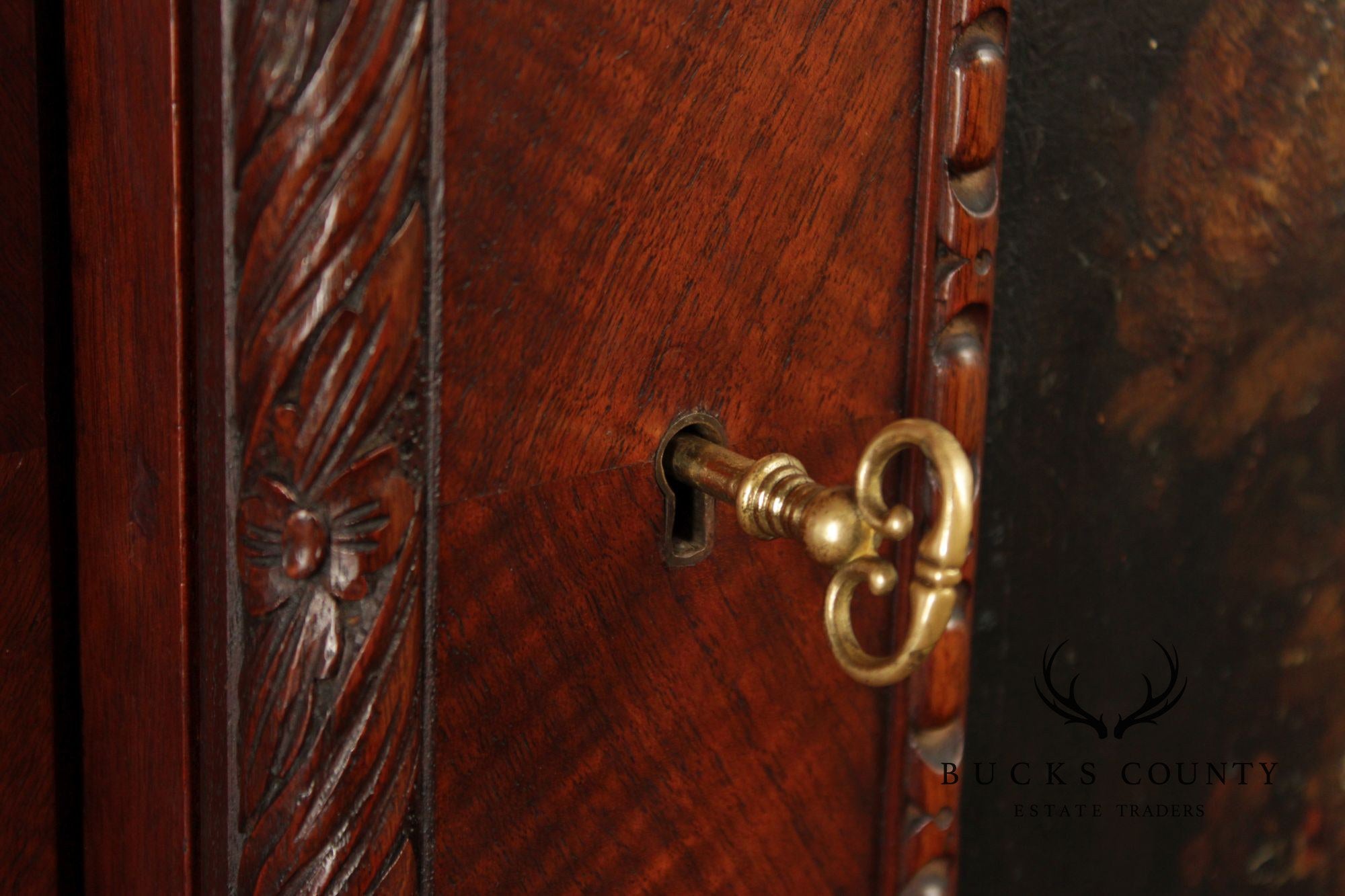 Georgian Style Hand Painted Mahogany Breakfront Cabinet
