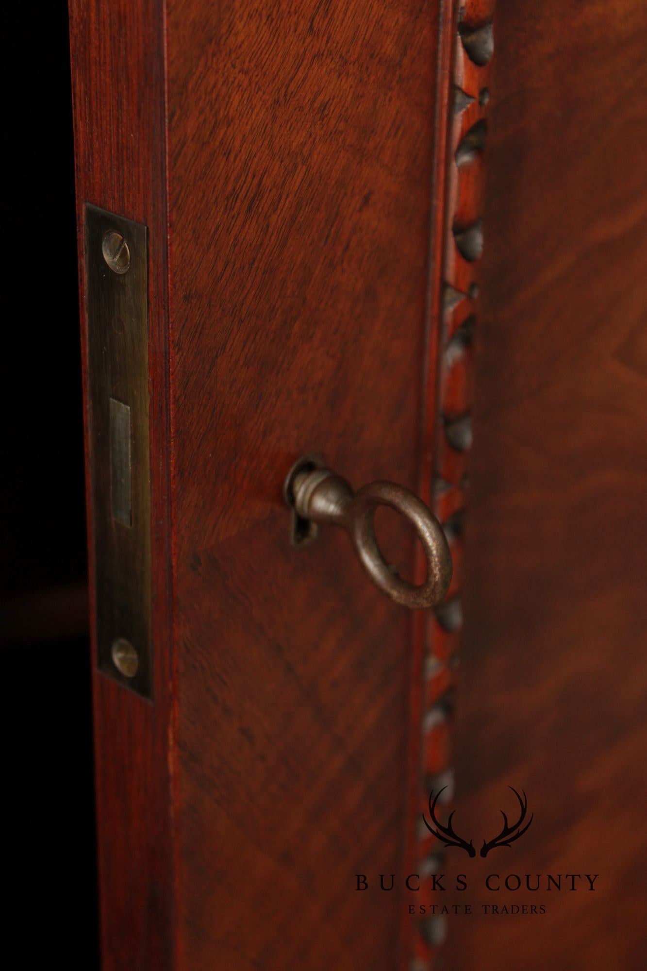 Georgian Style Hand Painted Mahogany Breakfront Cabinet