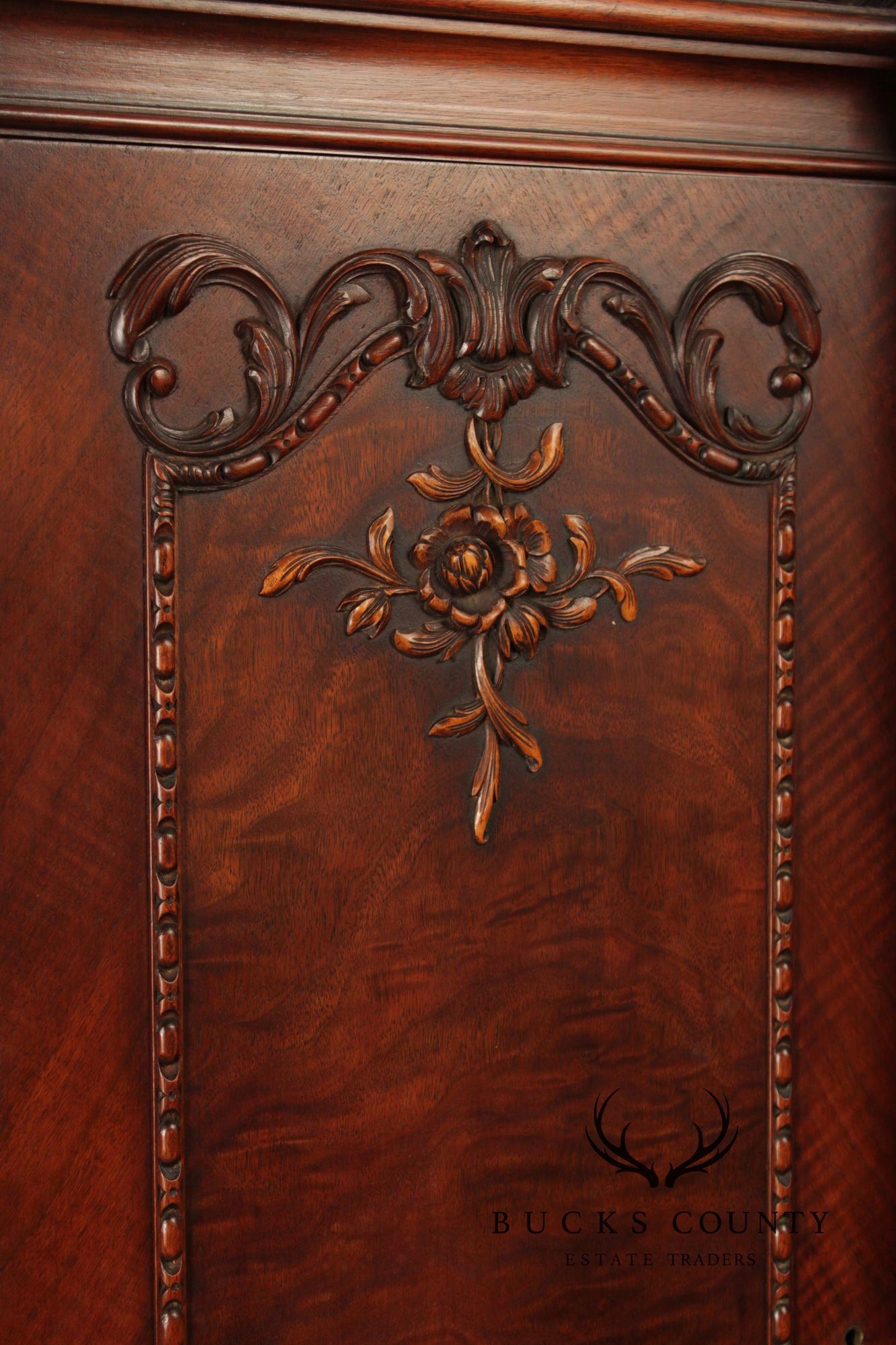 Georgian Style Hand Painted Mahogany Breakfront Cabinet