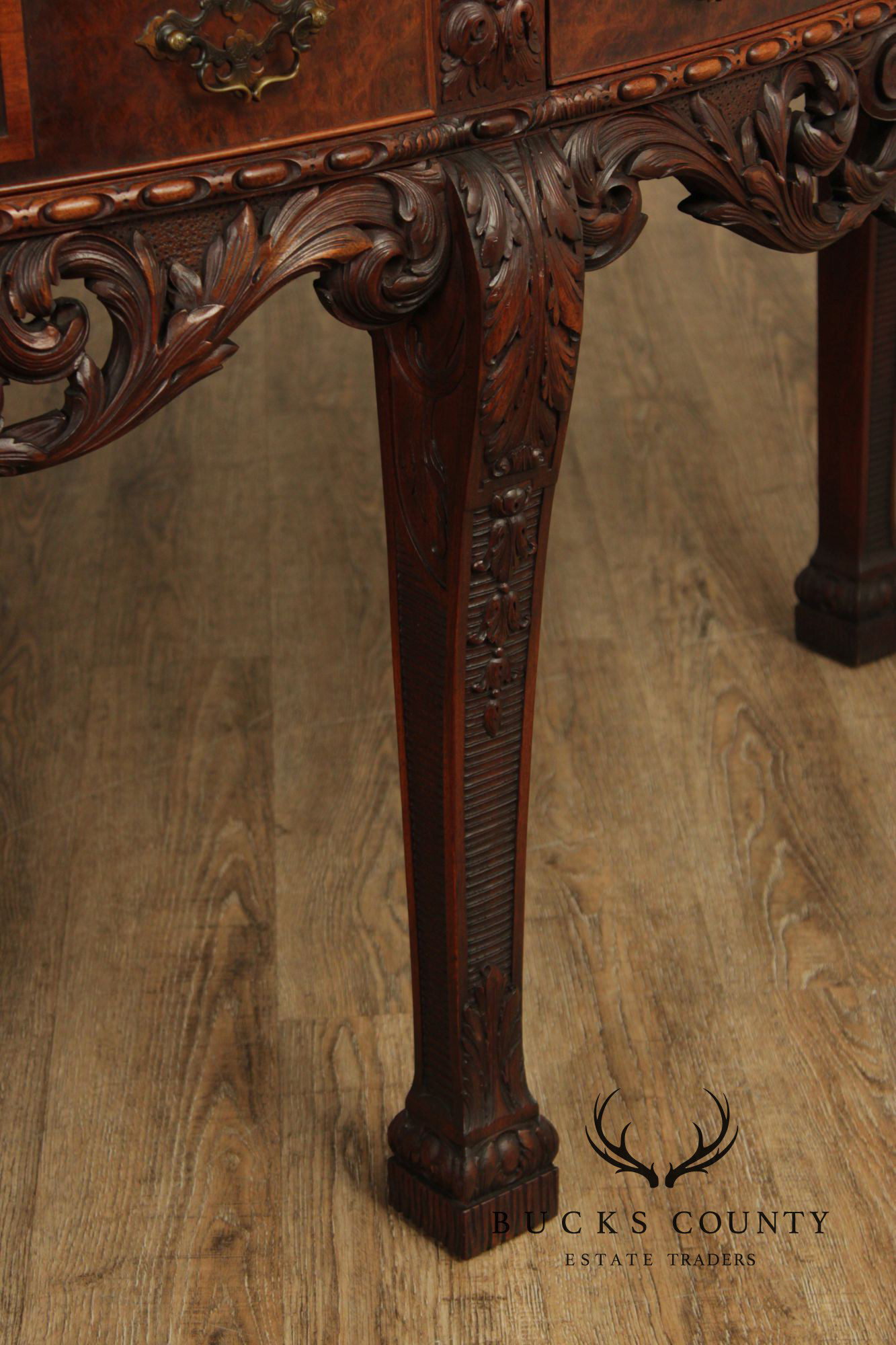 Irish Georgian Style Carved Mahogany Marble Top Sideboard