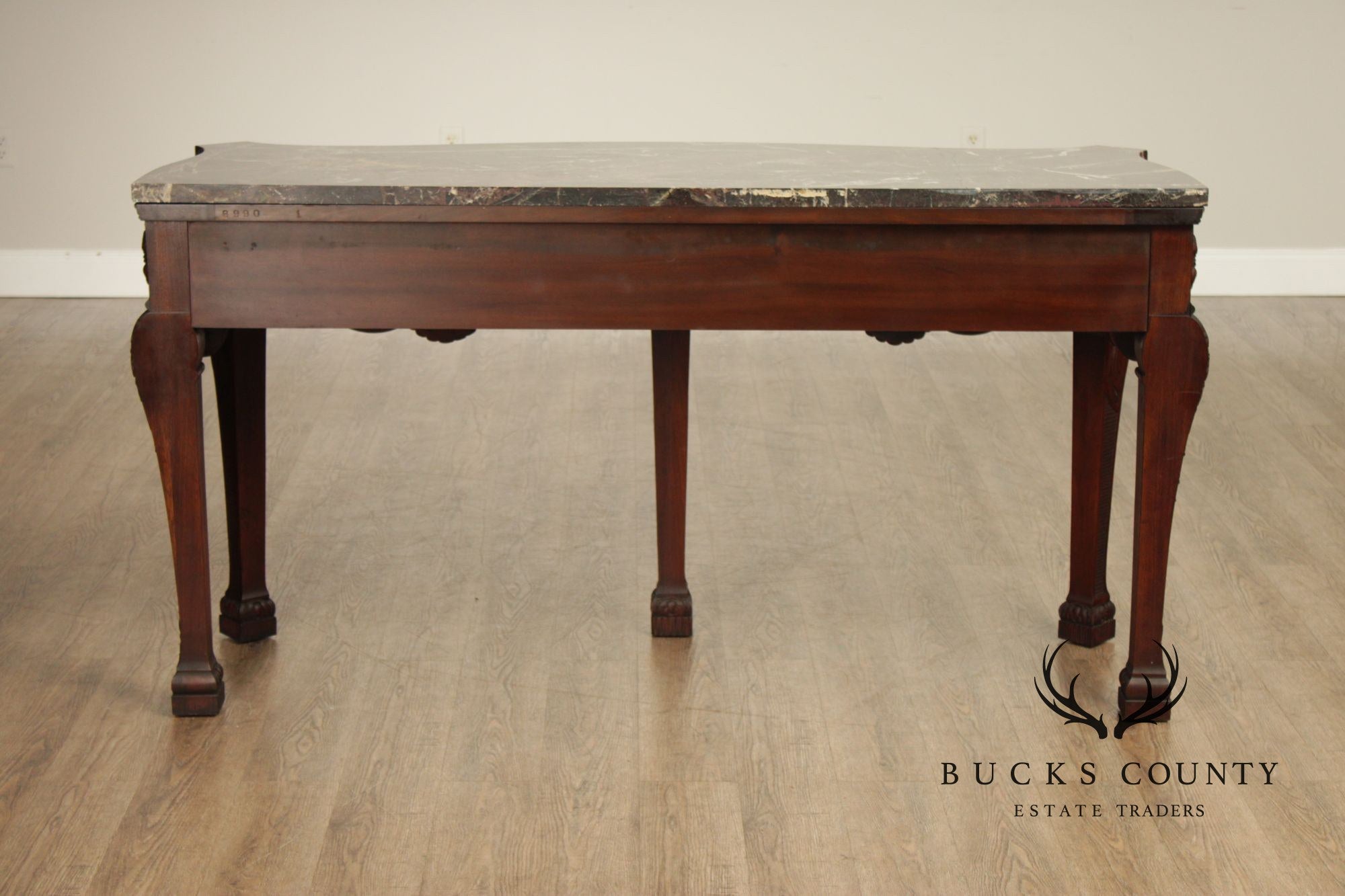 Irish Georgian Style Carved Mahogany Marble Top Sideboard