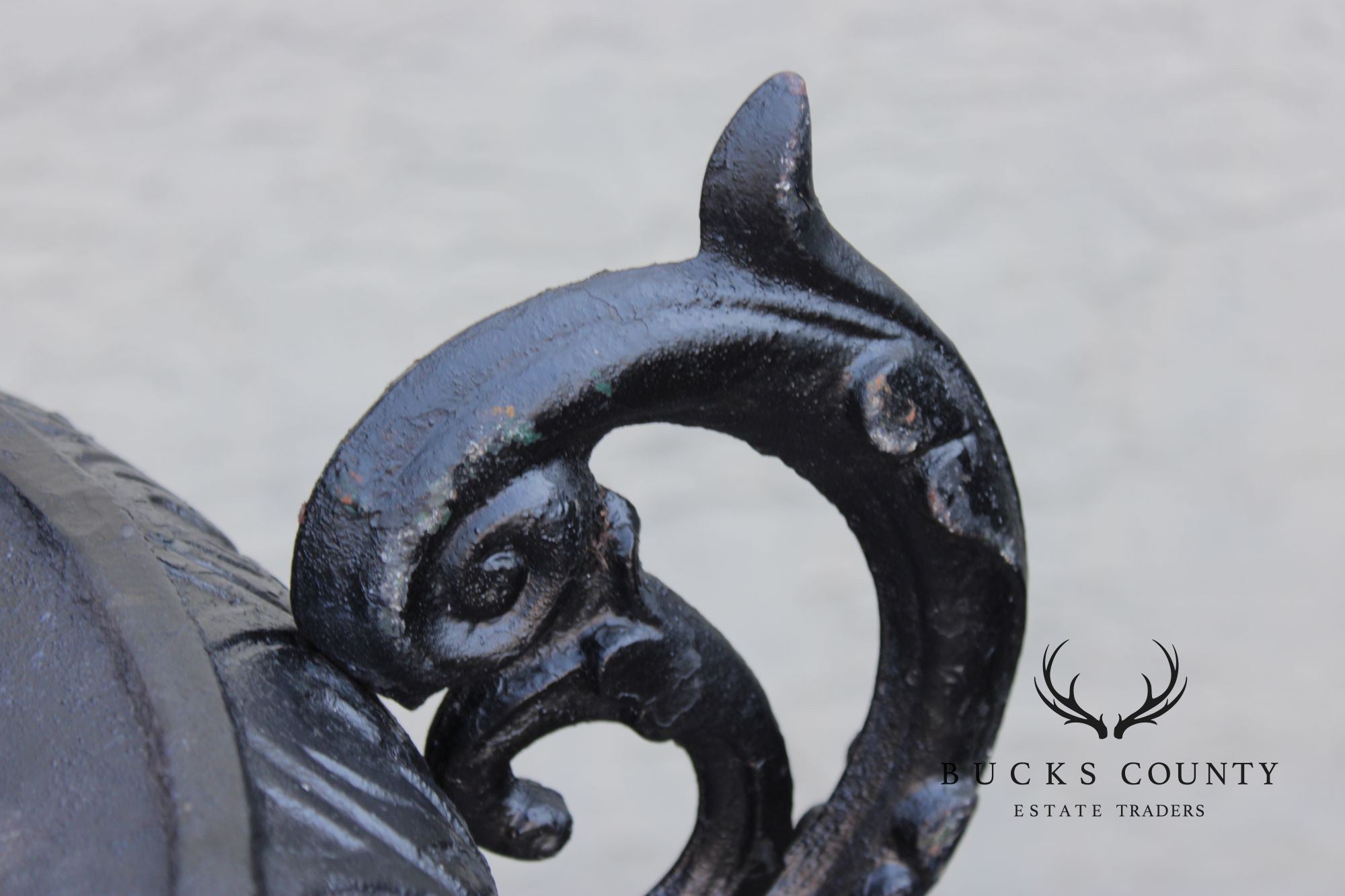 Pair Of Classical Style Cast Iron Garden Urns With Pedestals