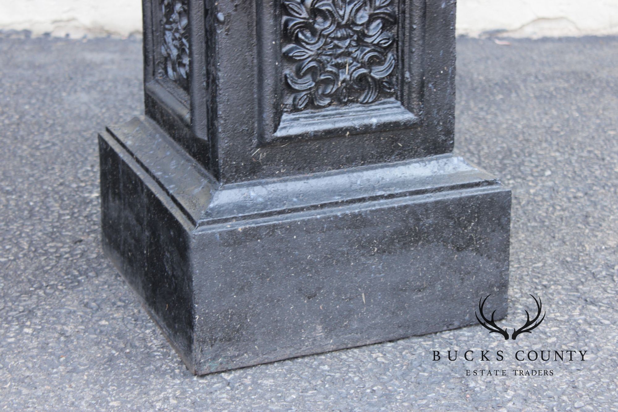 Pair Of Classical Style Cast Iron Garden Urns With Pedestals