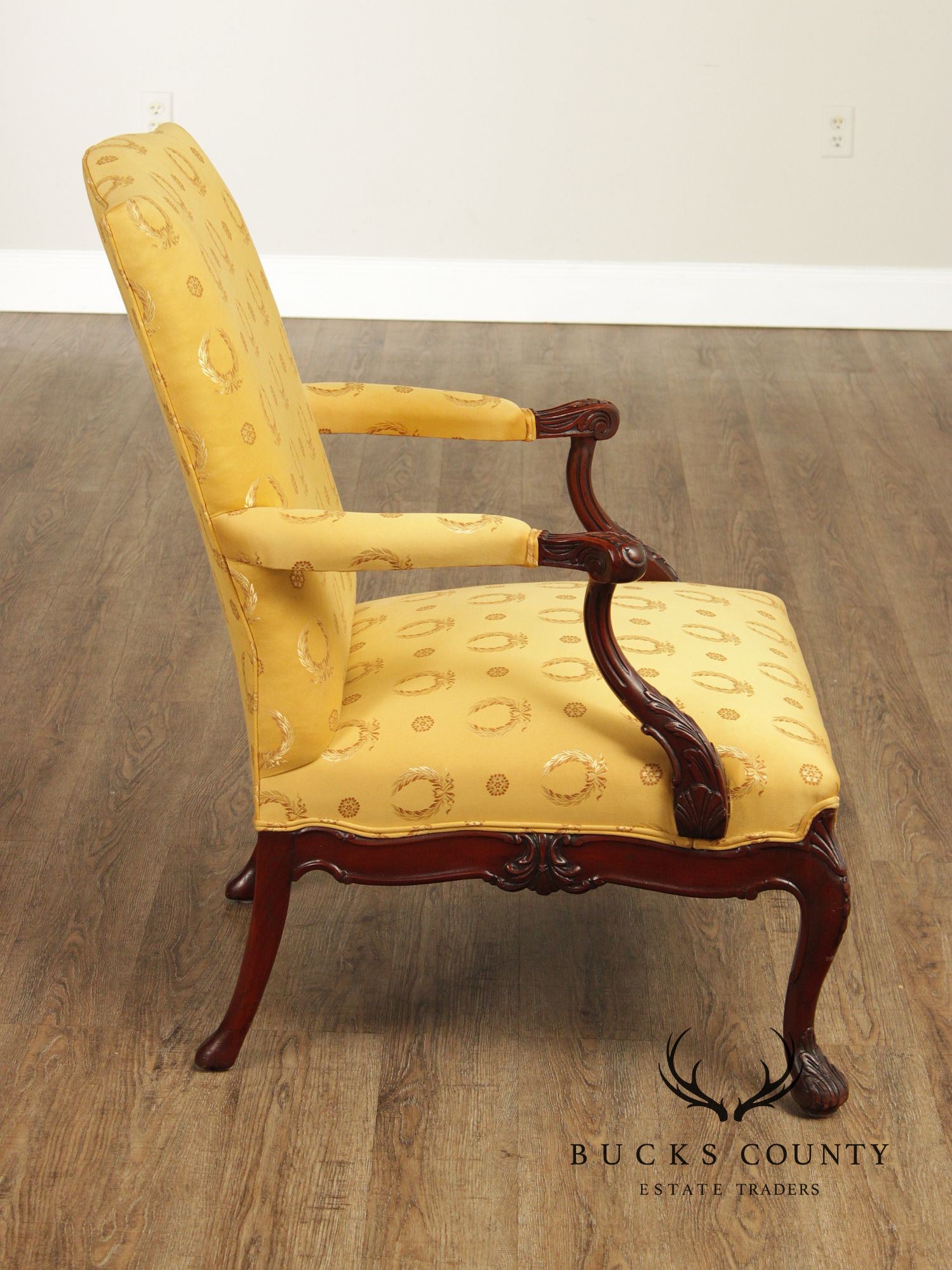 George II Style Carved Mahogany Library Armchair