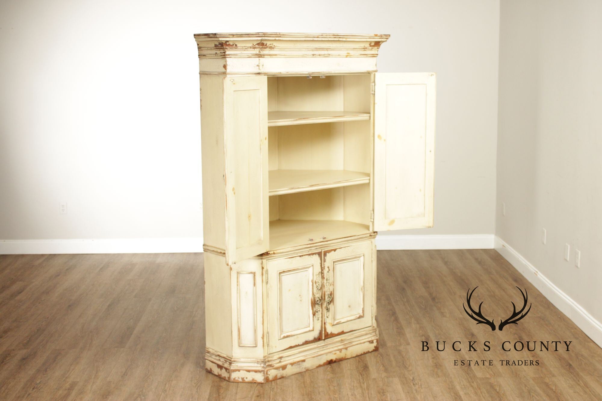 Habersham Distress Painted Corner Cupboard