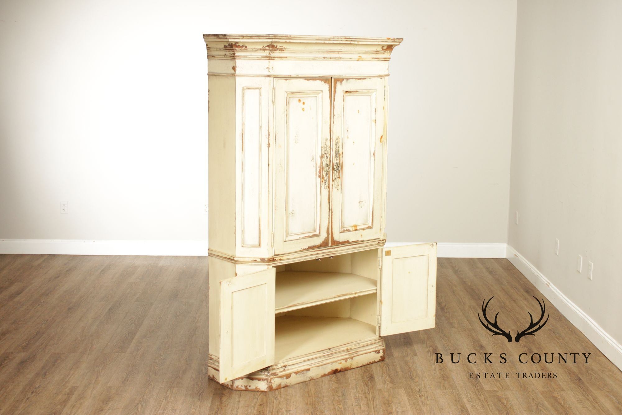 Habersham Distress Painted Corner Cupboard