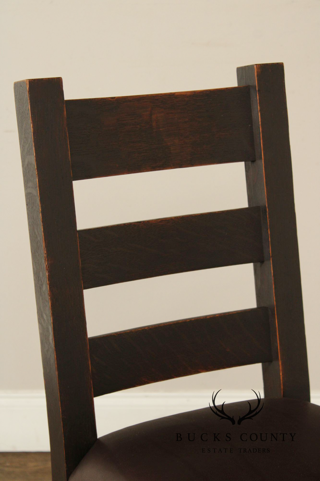 Joseph McHugh Antique Mission Oak Ladder Back Side Chair