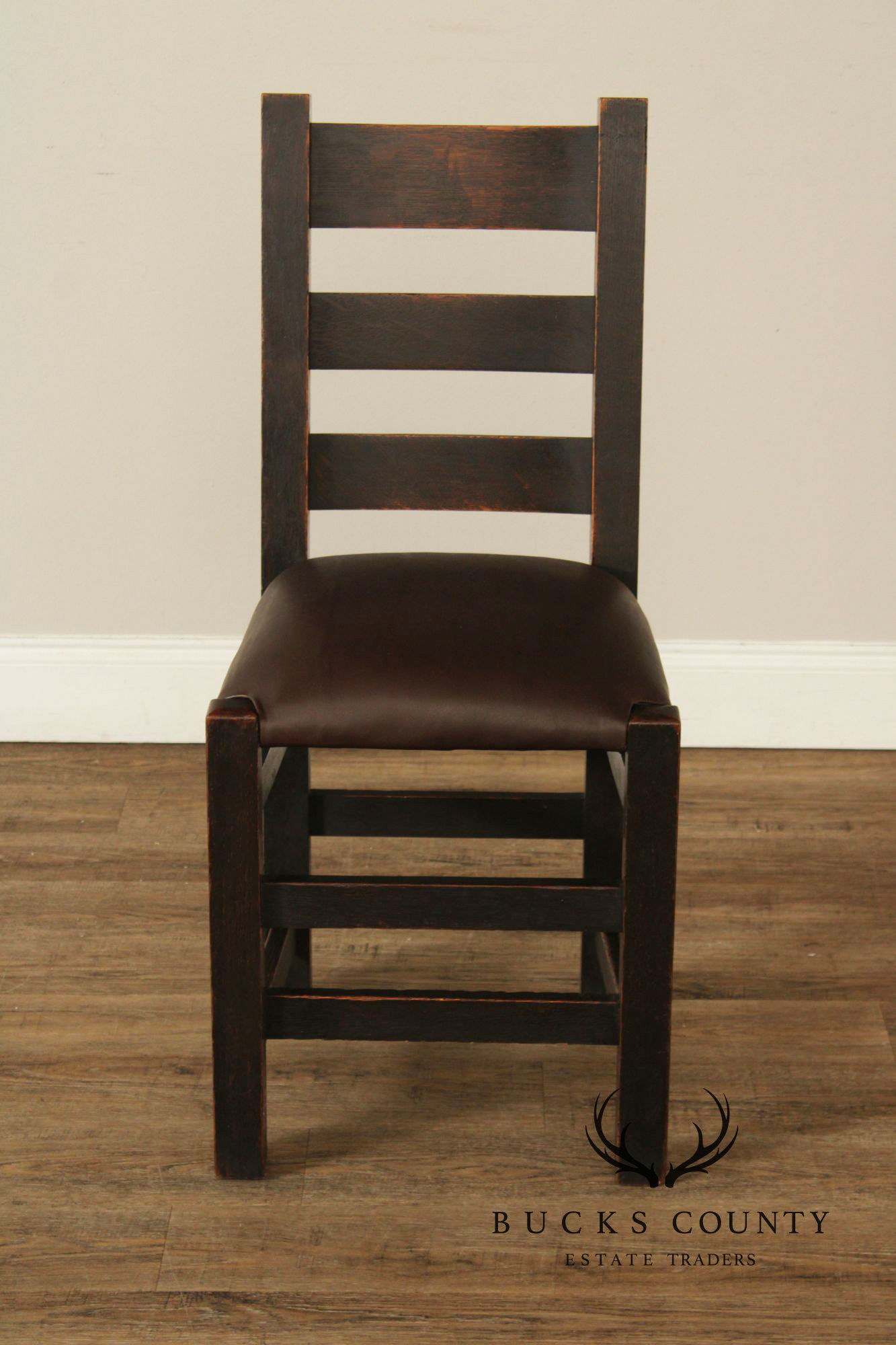 Joseph McHugh Antique Mission Oak Ladder Back Side Chair