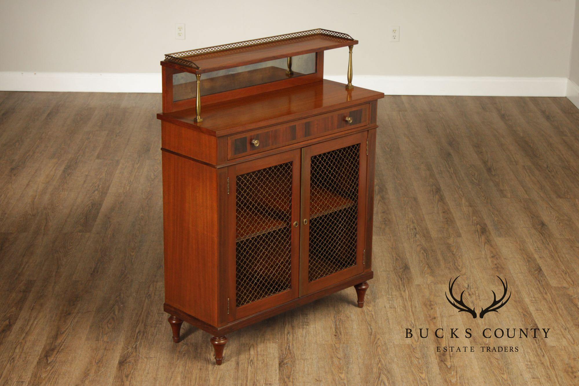 Regency Style Mahogany Chiffonier Bar Cabinet
