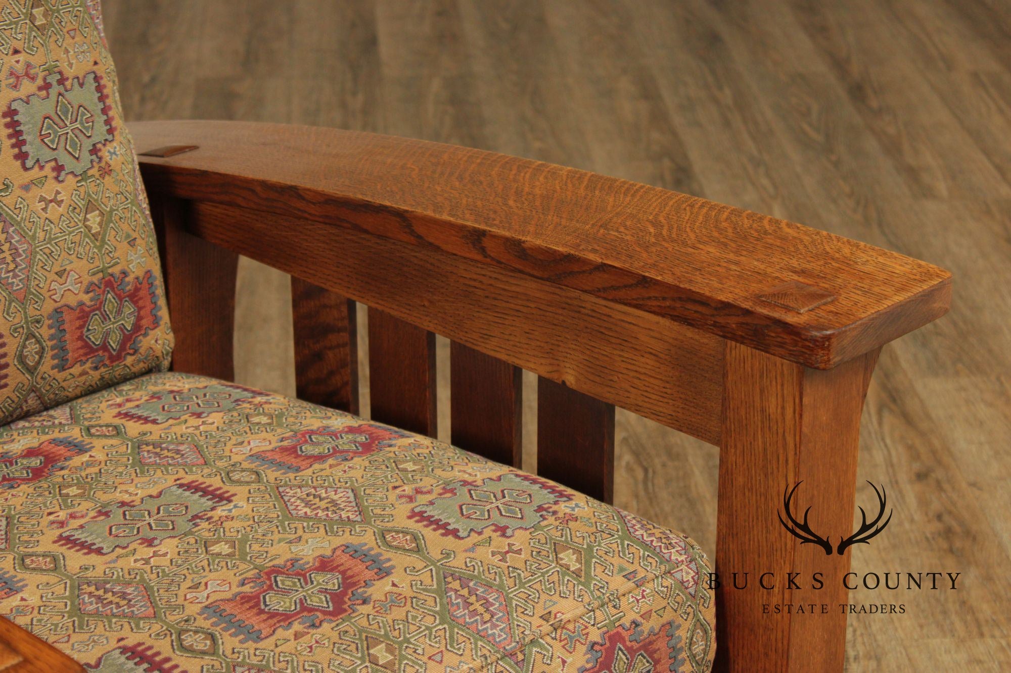 Stickley Mission Oak Collection Bow Arm Morris Chair and Ottoman