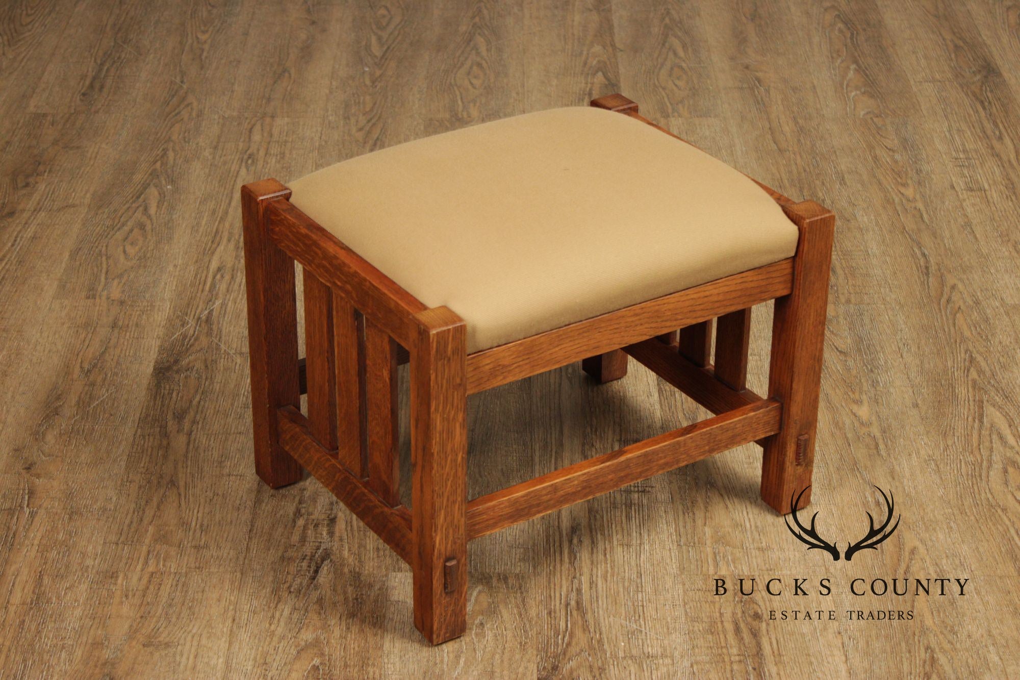 Stickley Mission Oak Collection Bow Arm Morris Chair and Ottoman