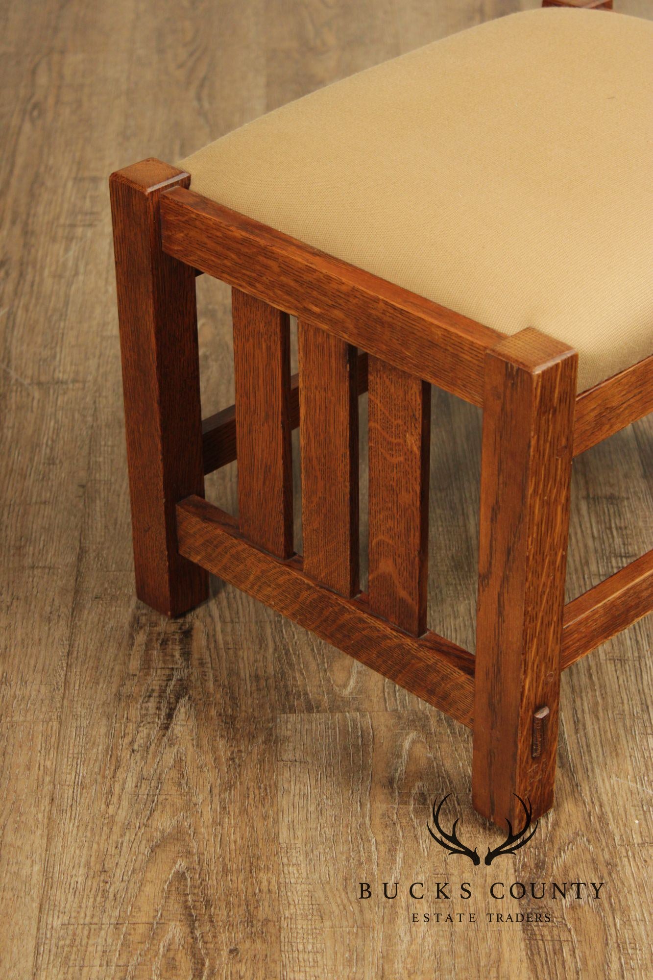 Stickley Mission Oak Collection Bow Arm Morris Chair and Ottoman