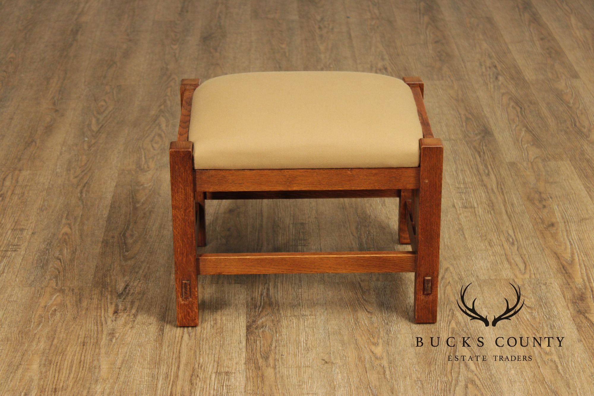 Stickley Mission Oak Collection Bow Arm Morris Chair and Ottoman
