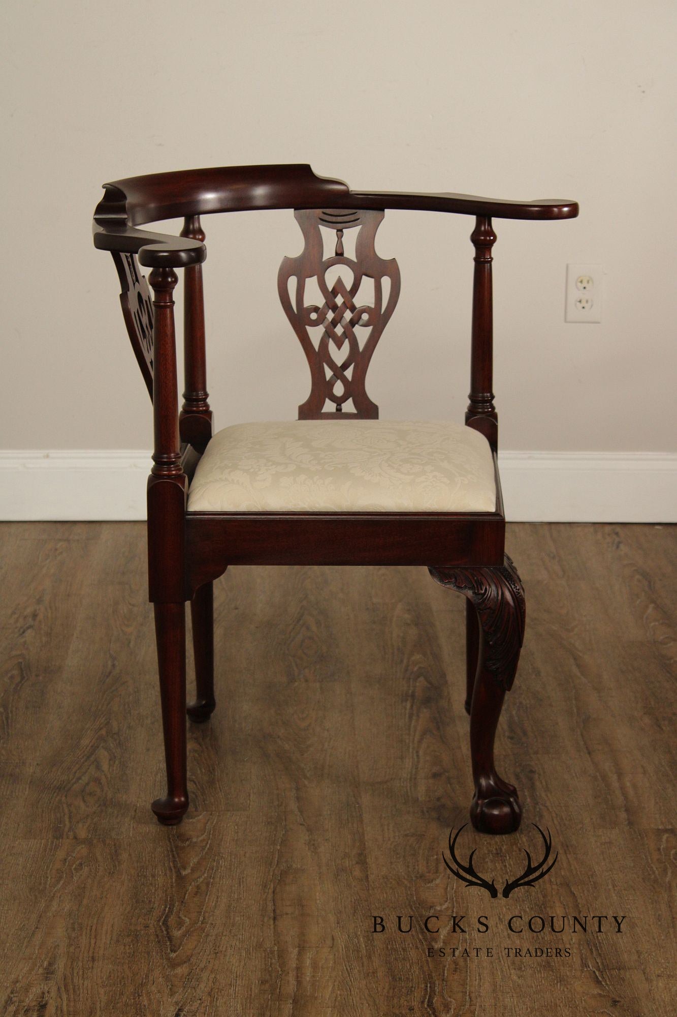 Henkel Harris Mahogany Chippendale Style Corner Chair