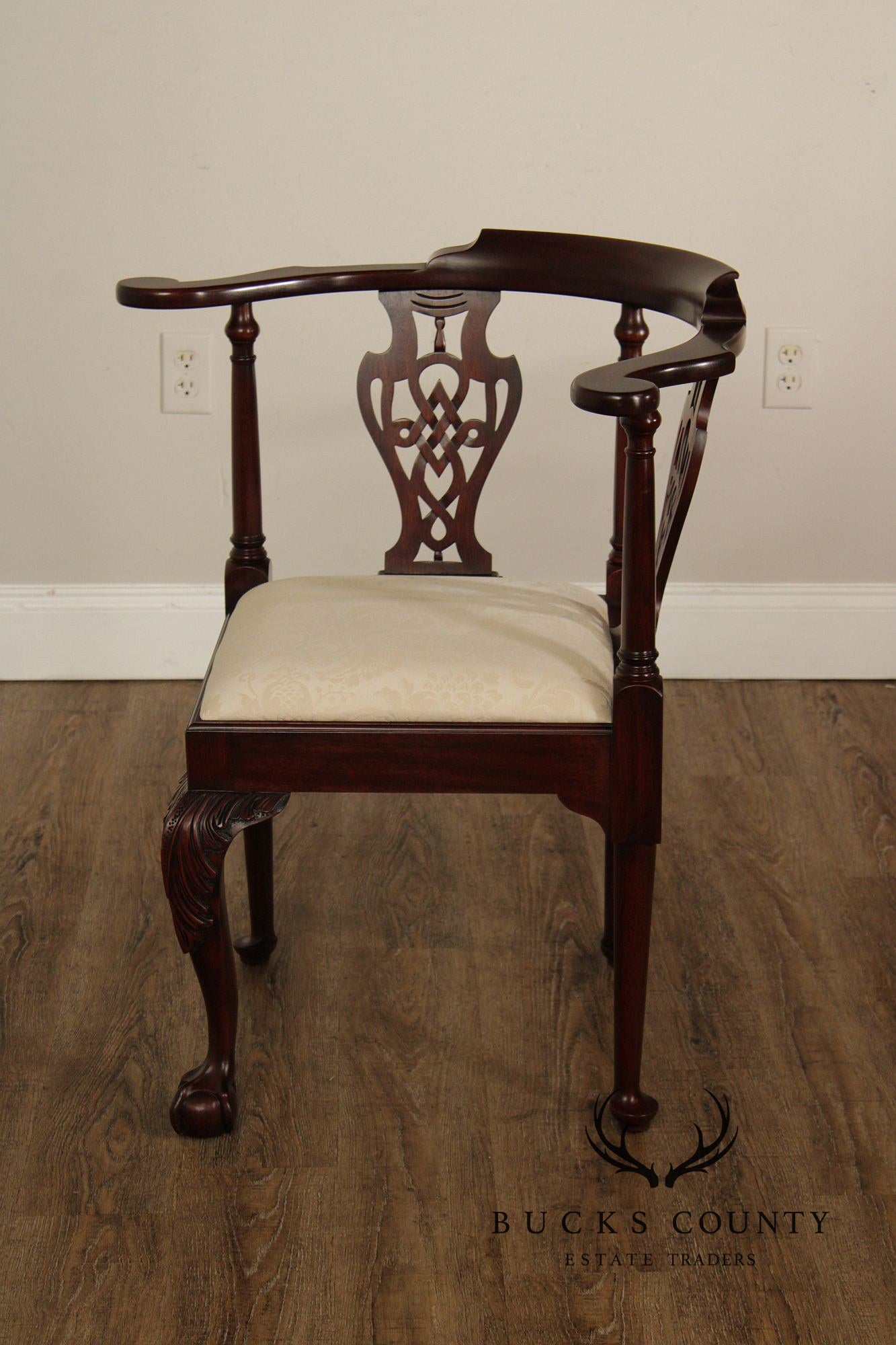 Henkel Harris Mahogany Chippendale Style Corner Chair