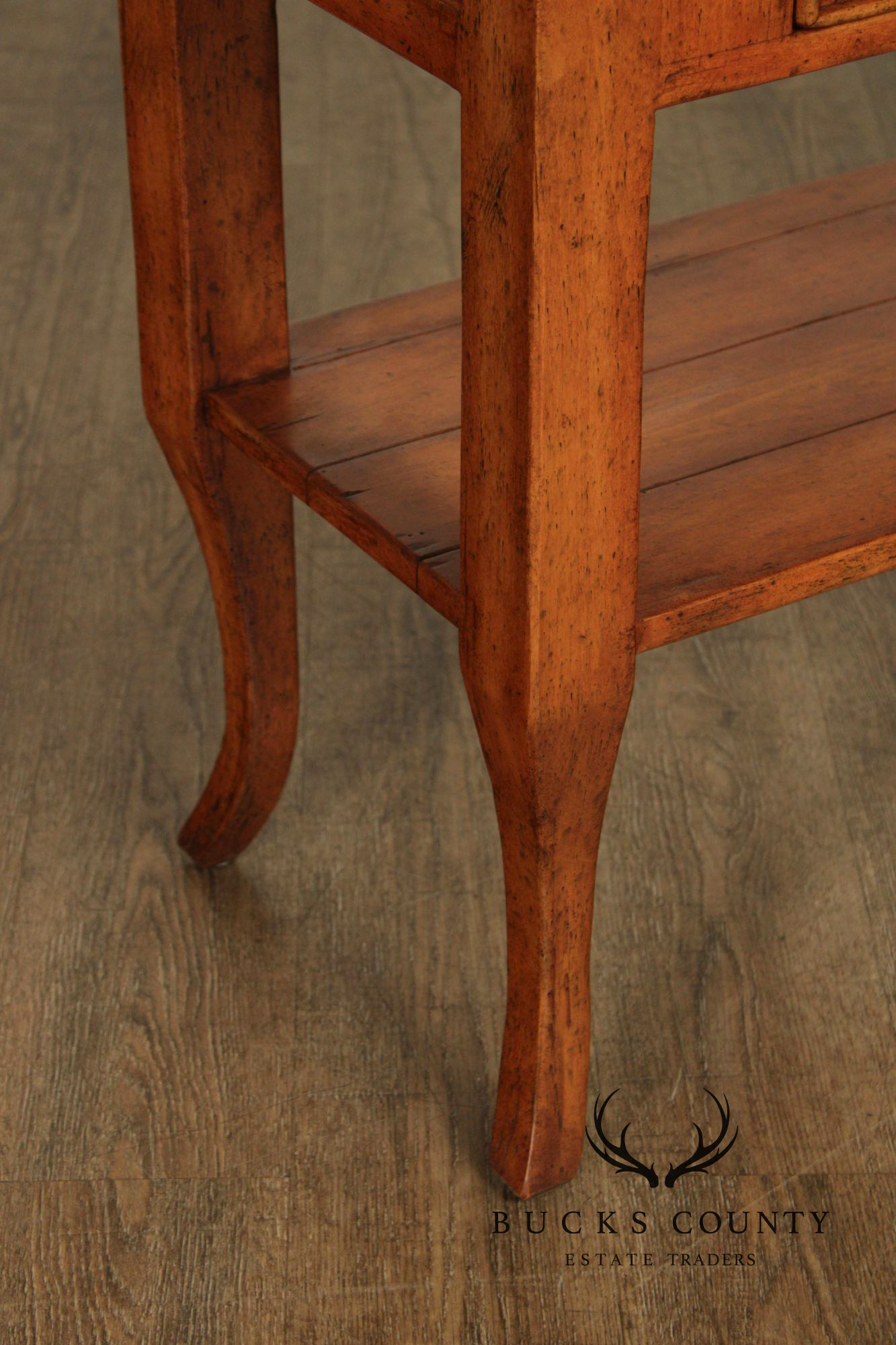 Bausman And Company French Country Style Two Drawer Fruitwood Console Table