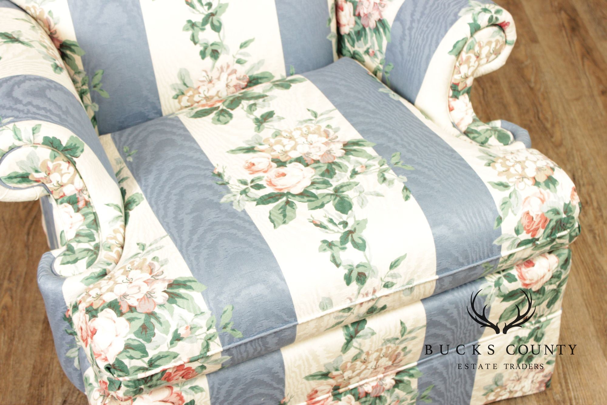 Pair Thomasville Traditional Upholstered Club Chairs