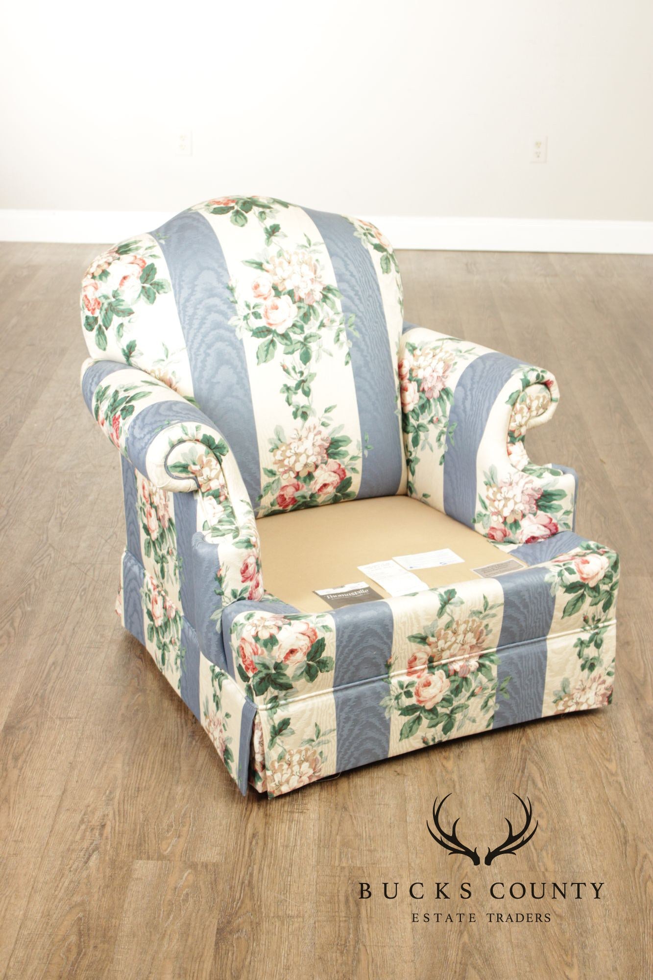 Pair Thomasville Traditional Upholstered Club Chairs