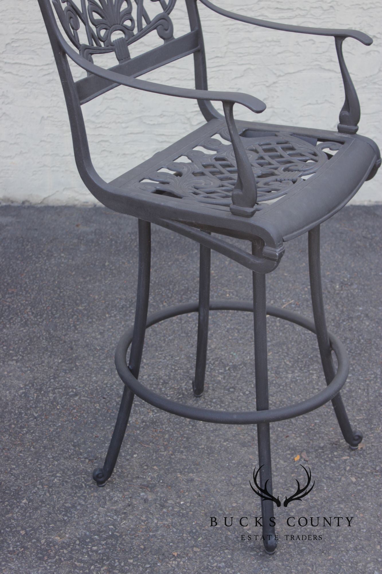 Outdoor Lifestyle Cast Aluminum Bar Height Patio Table And Four Swivel Armchairs