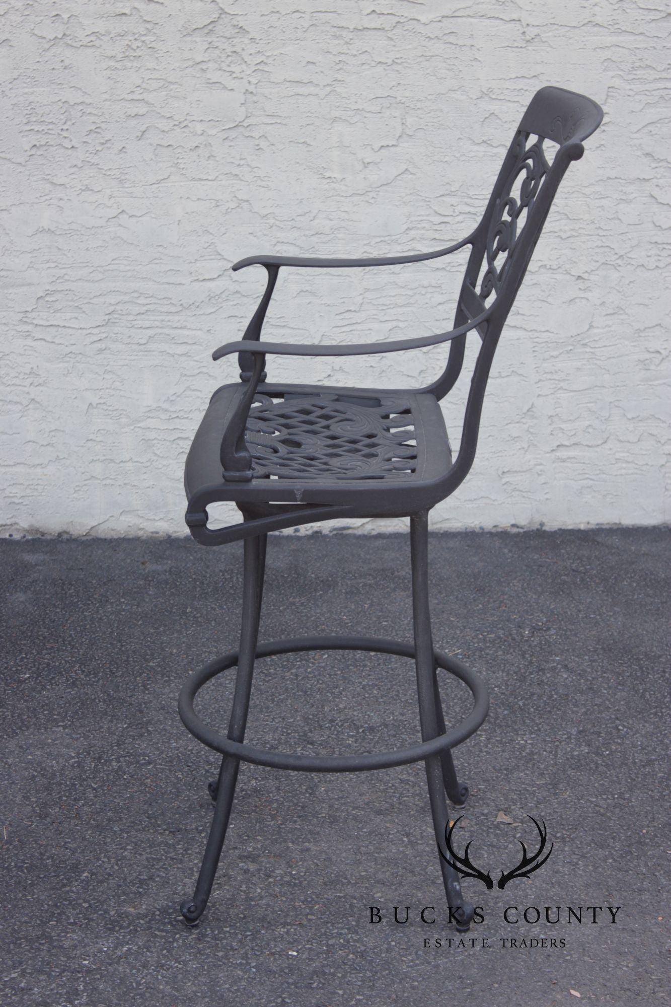 Outdoor Lifestyle Cast Aluminum Bar Height Patio Table And Four Swivel Armchairs