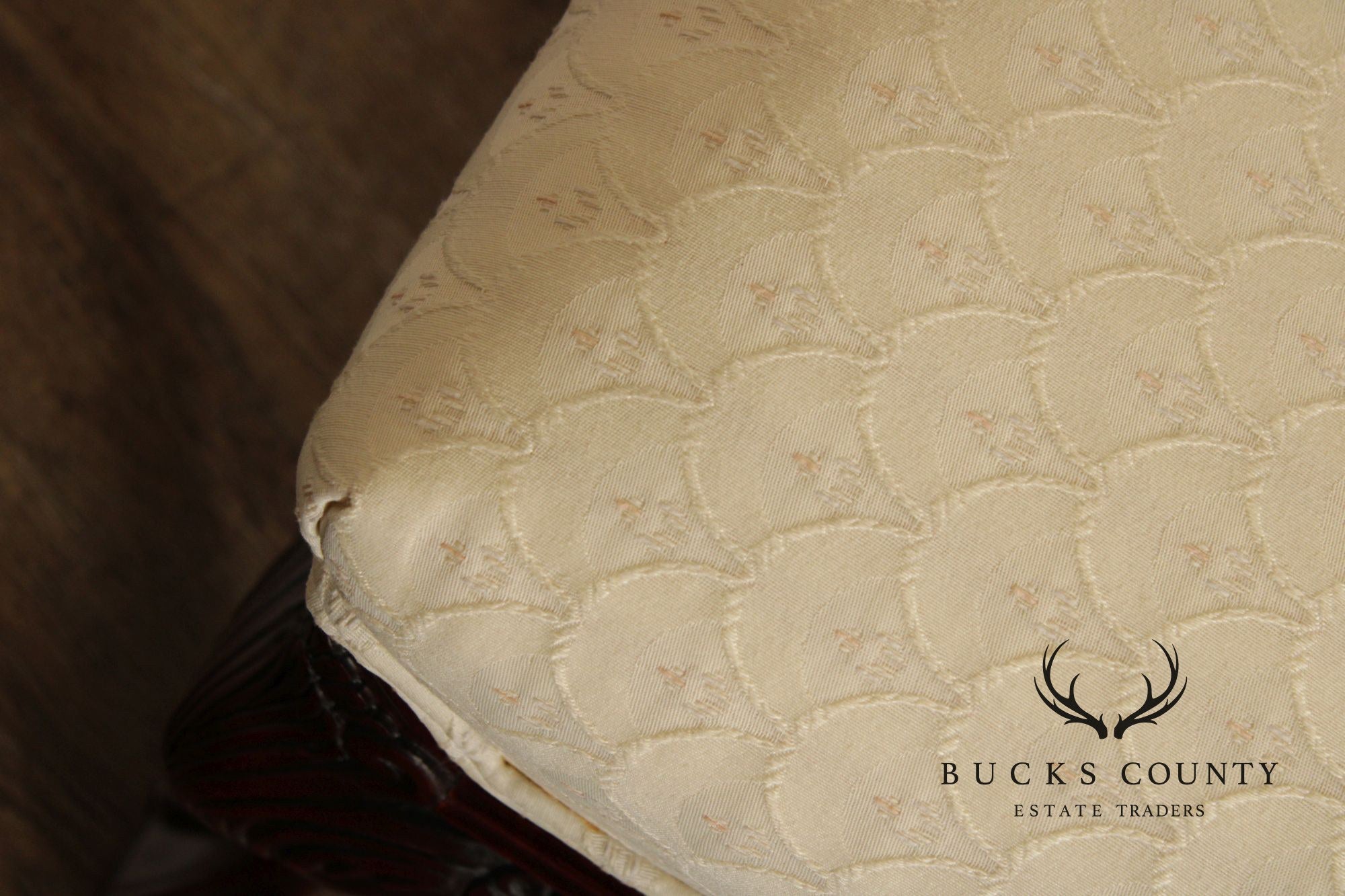 Thomasville Pair Of Chippendale Style Mahogany Upholstered Ottomans