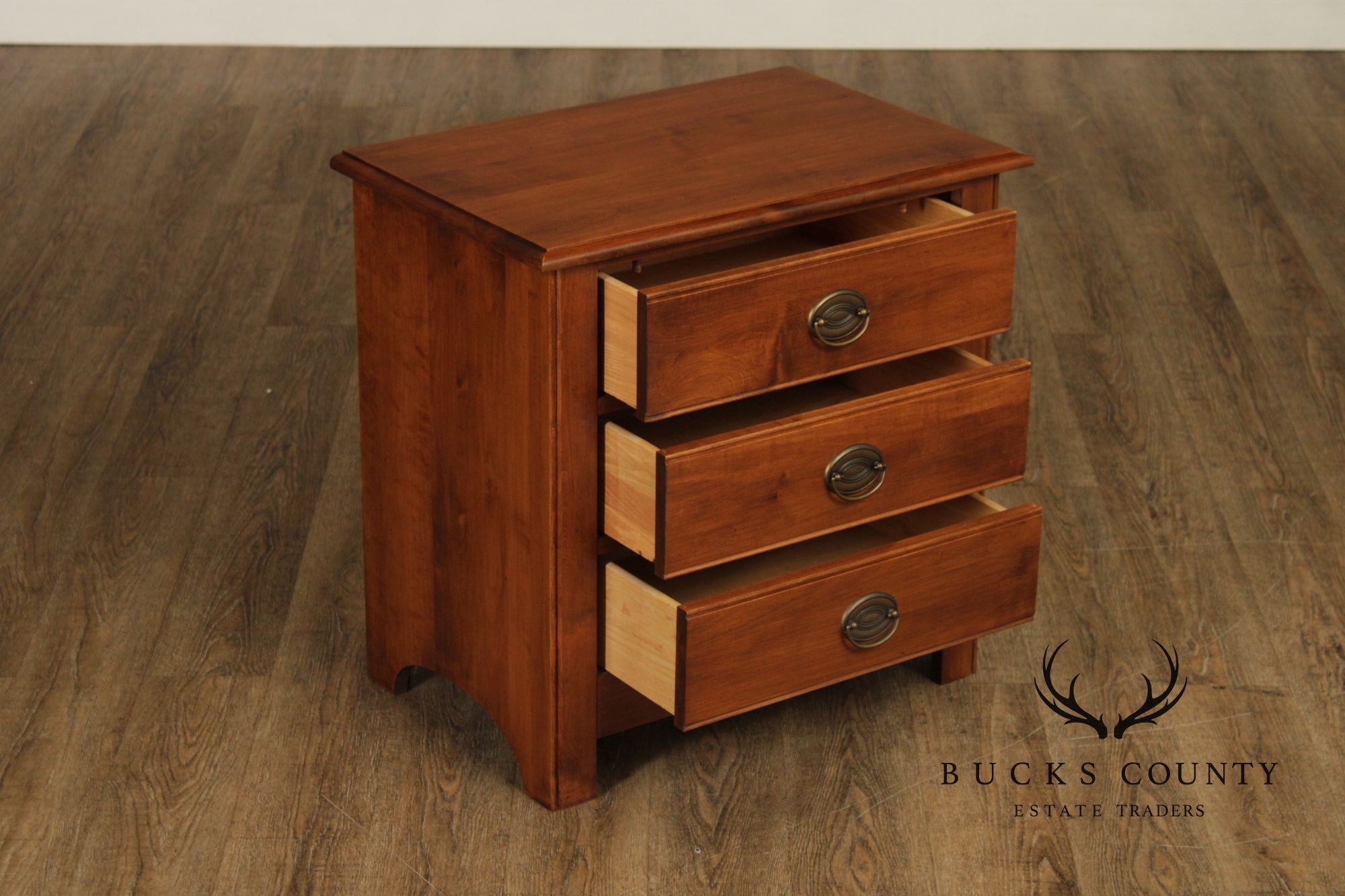 Crawford Furniture Pair Of Maple Three Drawer Nightstands