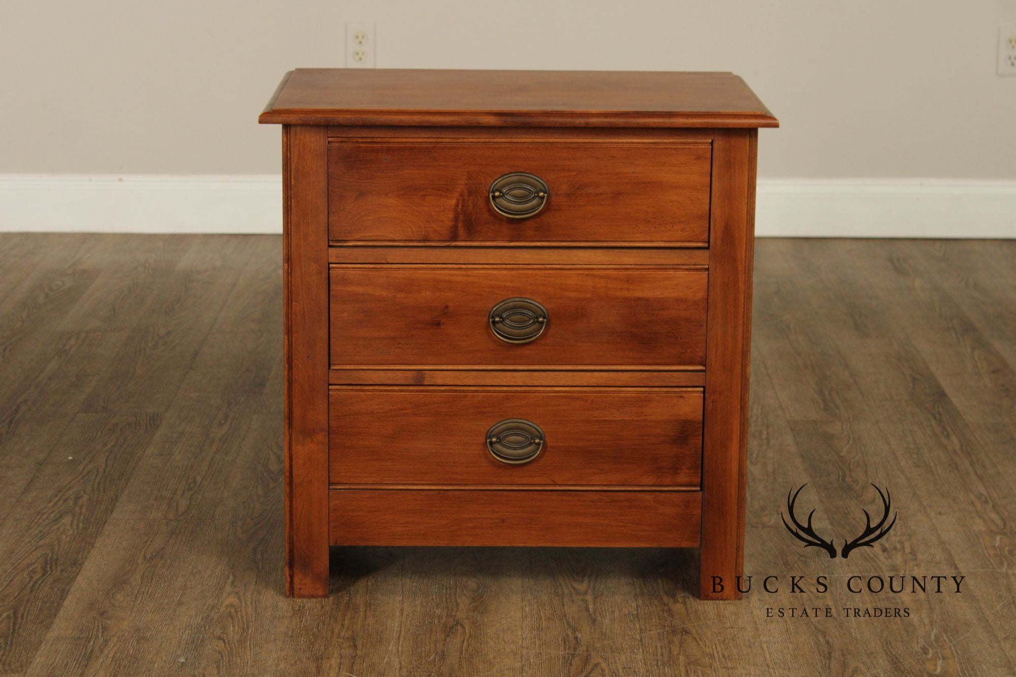 Crawford Furniture Pair Of Maple Three Drawer Nightstands