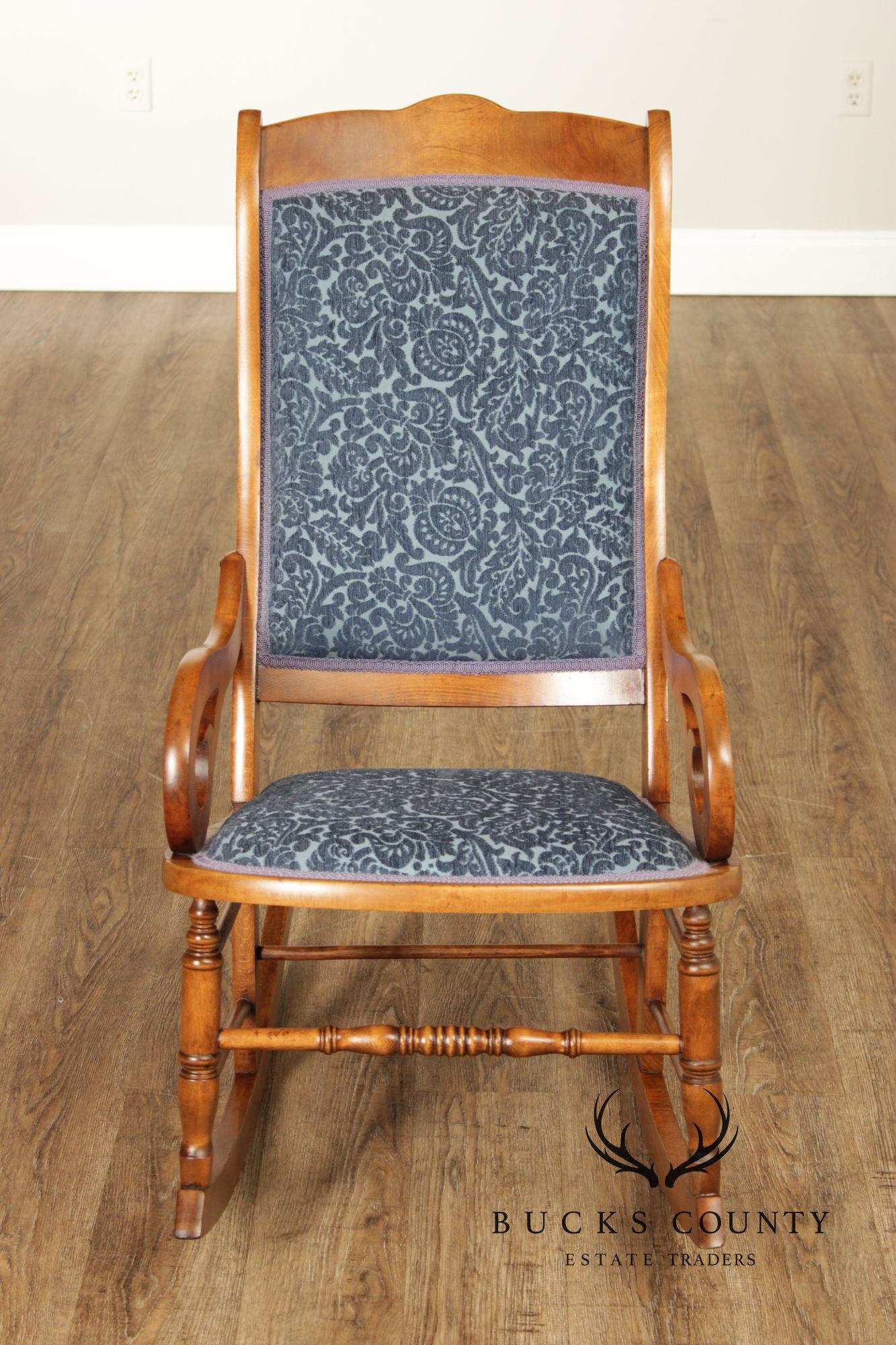 Antique Victorian Era Custom Upholstered Rocker