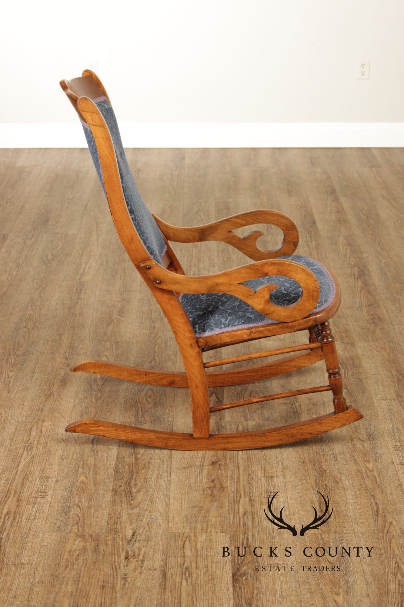 Antique Victorian Era Custom Upholstered Rocker