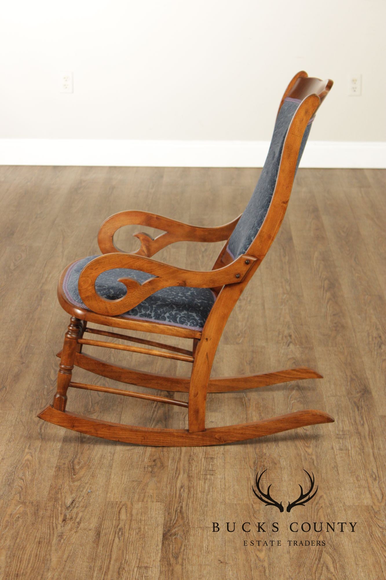 Antique Victorian Era Custom Upholstered Rocker