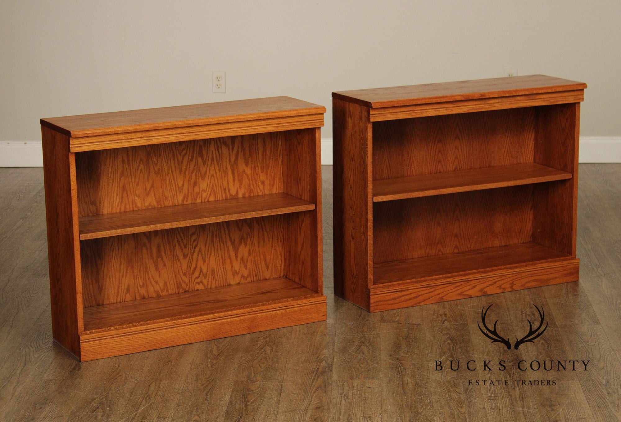 Woxall Woodcraft Solid Oak Pair Of Low Open Bookcases