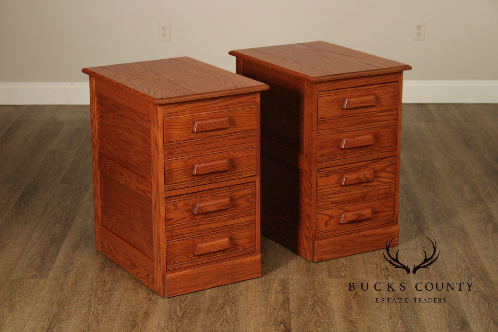 Pair Of Seely Furniture Traditional Style Oak File Cabinets