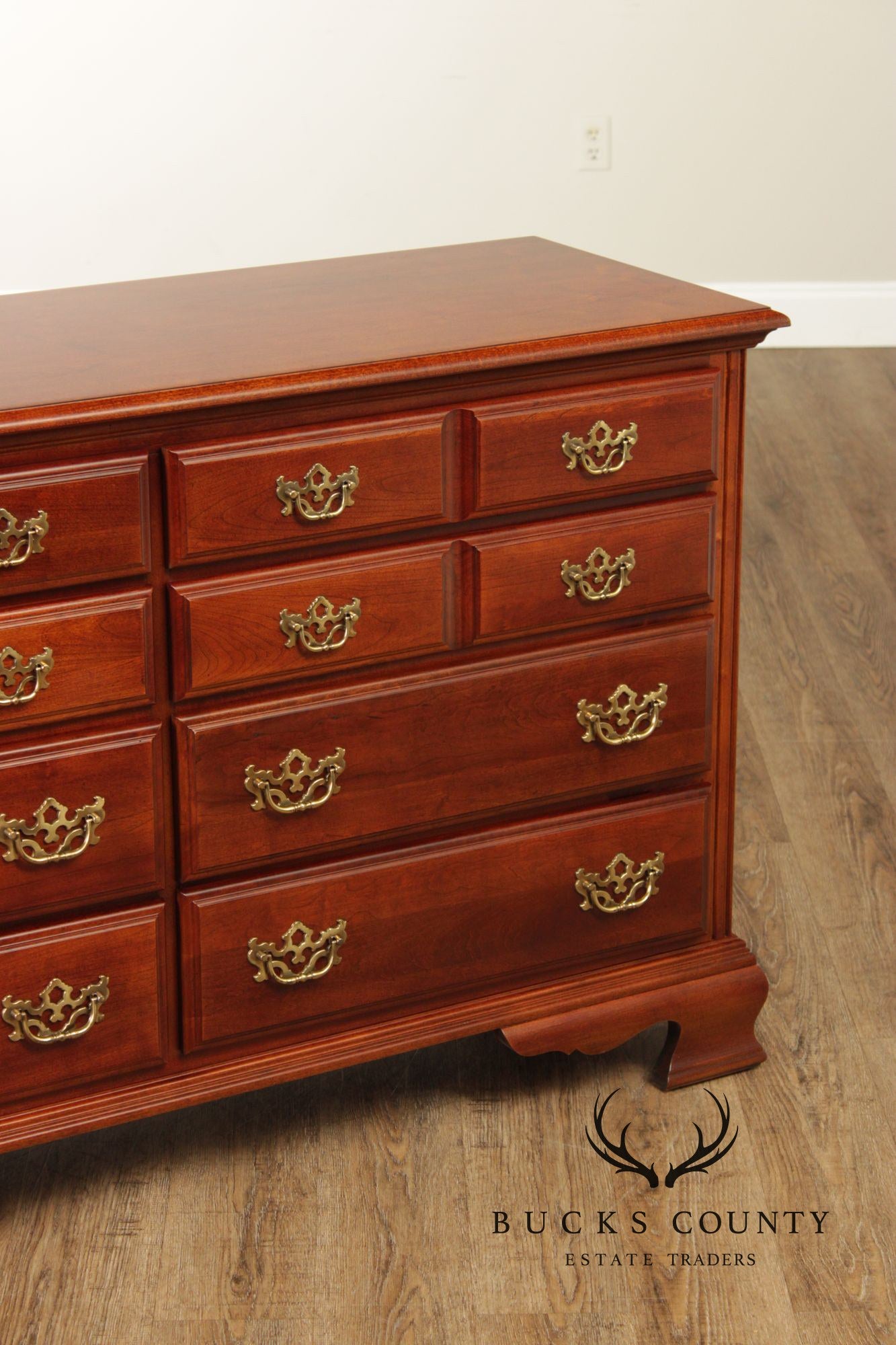 American Drew Chippendale Style Cherry Long Dresser