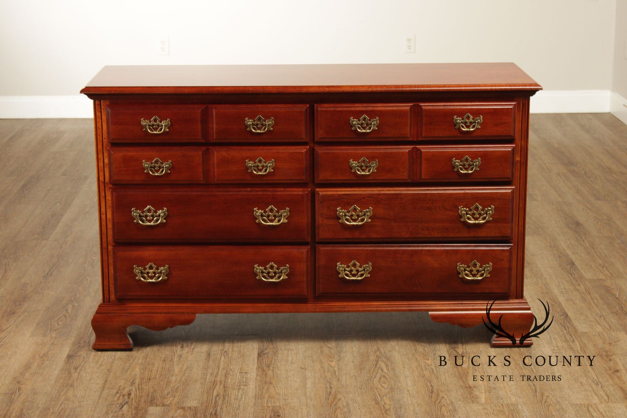 American Drew Chippendale Style Cherry Long Dresser