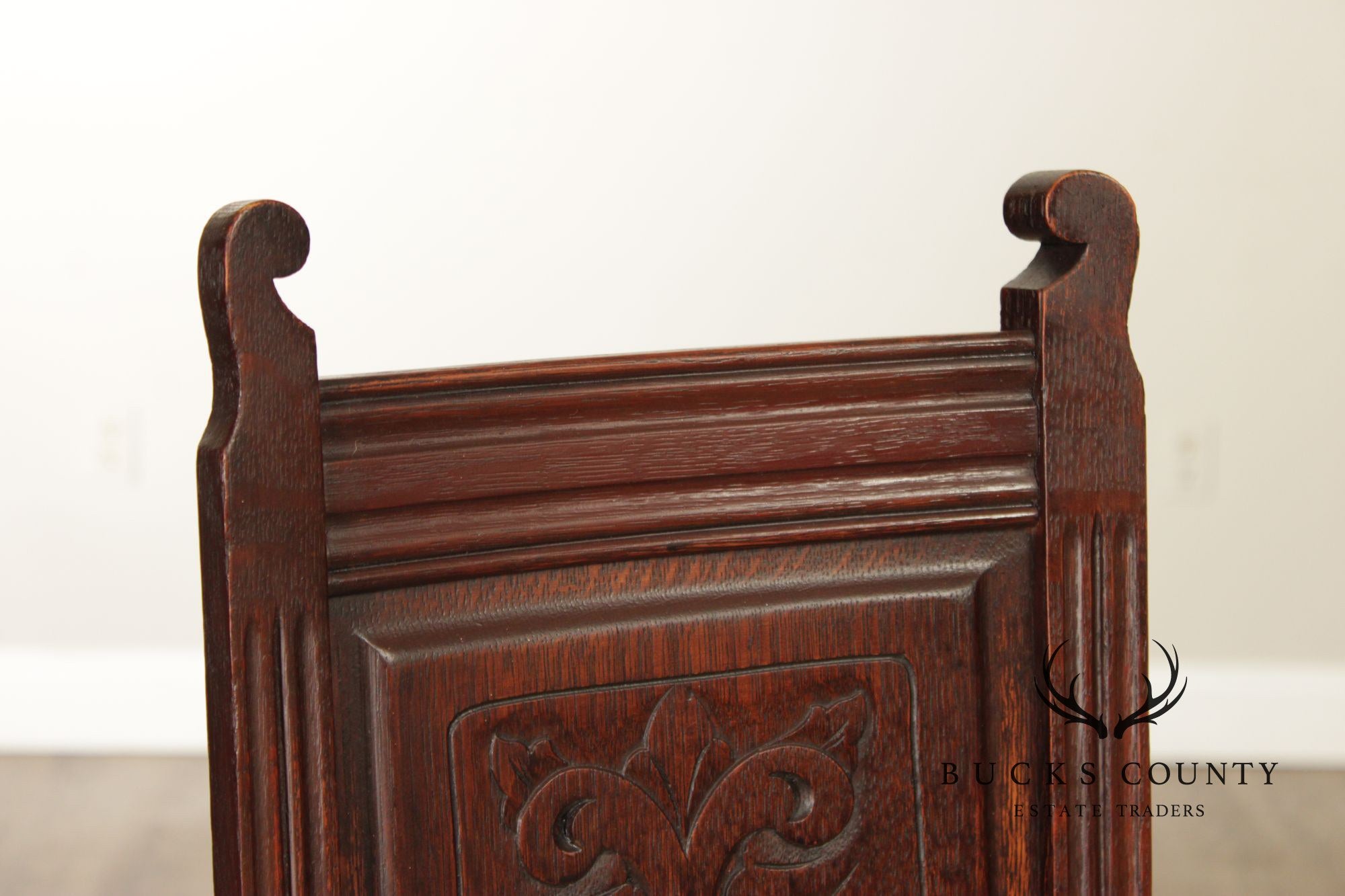 English Traditional Carved Oak Throne Chair