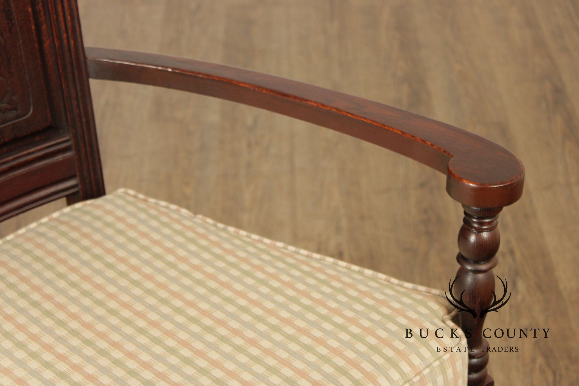English Traditional Carved Oak Throne Chair