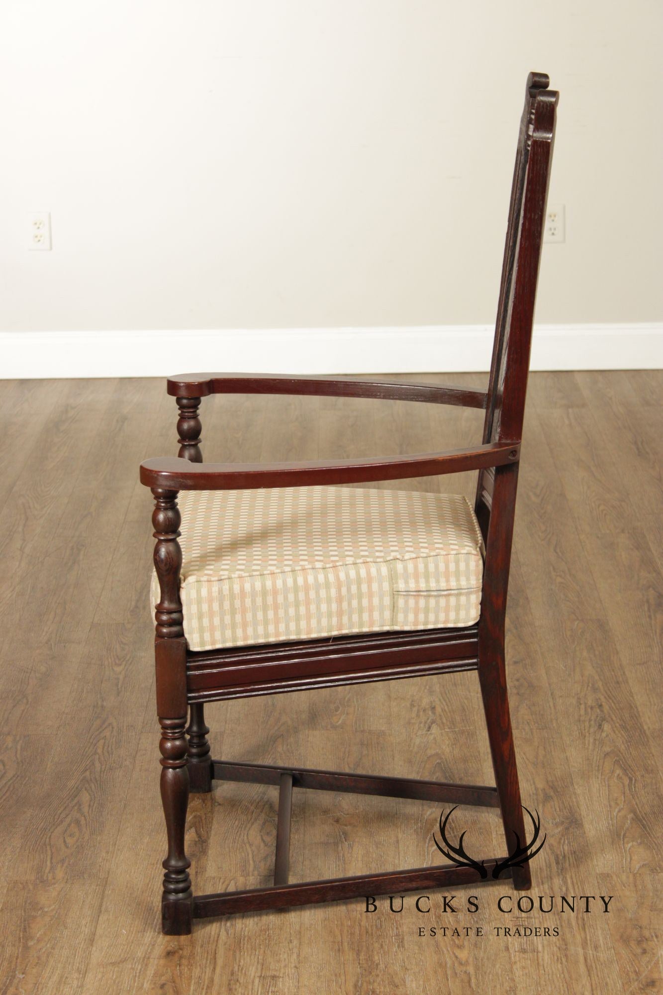 English Traditional Carved Oak Throne Chair