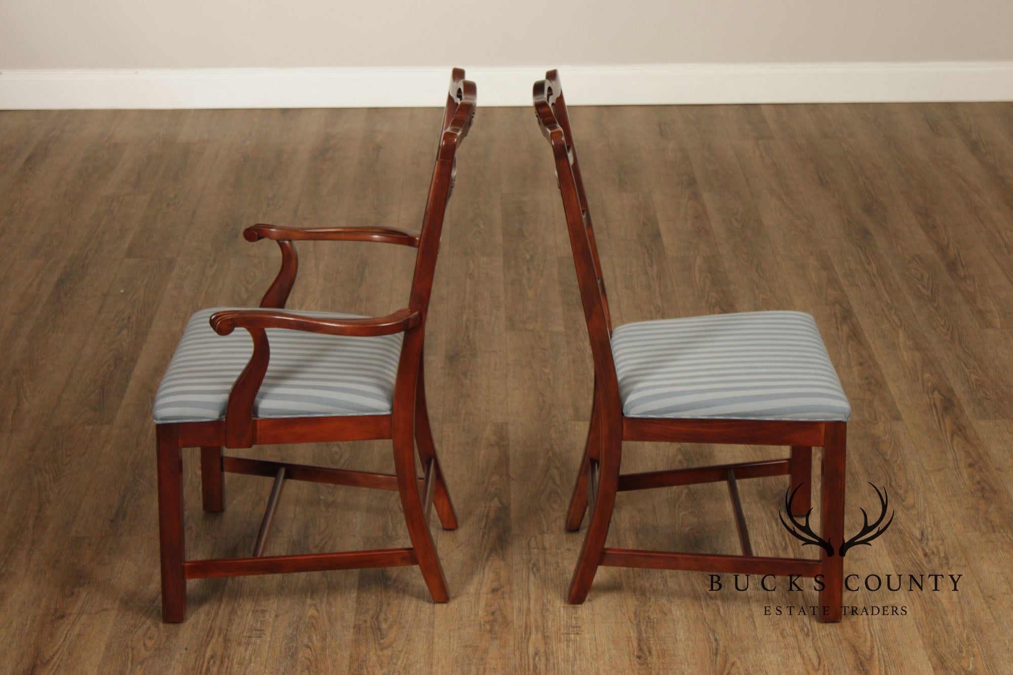 Drexel Heritage Chippendale Style Set Of Four Mahogany Ladder Back Dining Chairs