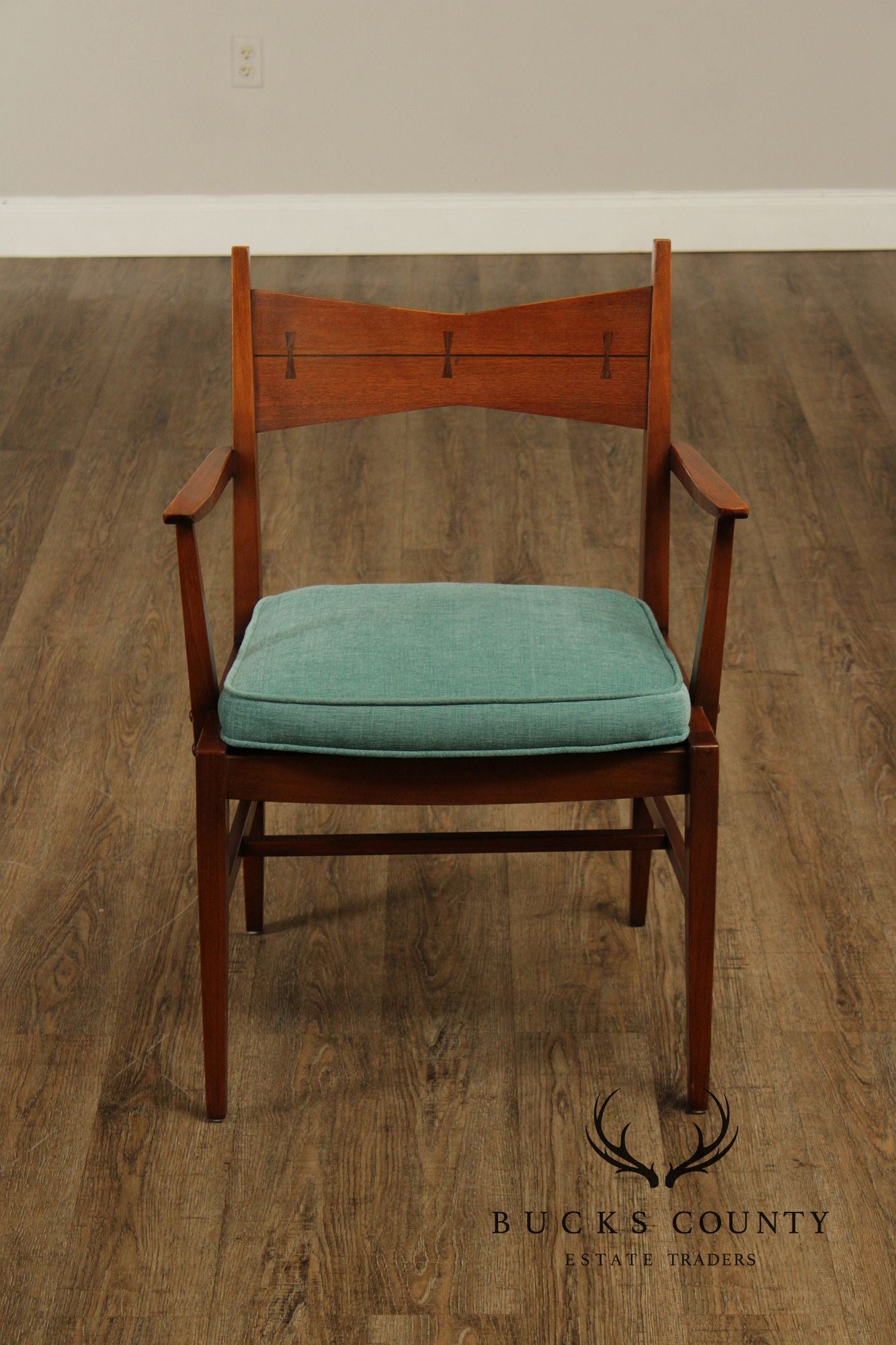 Lane Furniture Set Of Four Mid Century Modern Walnut Tuxedo Dining Chairs
