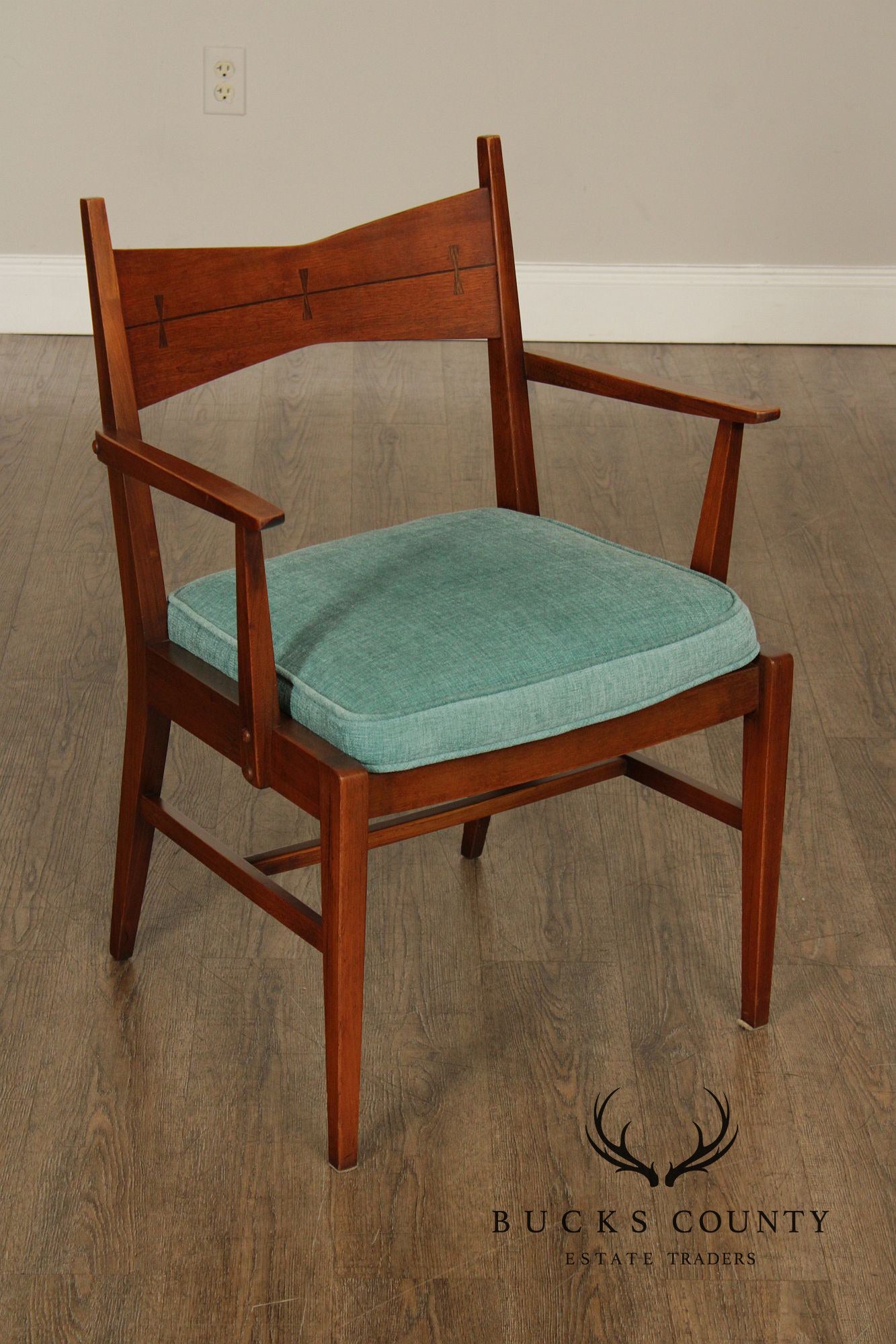 Lane Furniture Set Of Four Mid Century Modern Walnut Tuxedo Dining Chairs