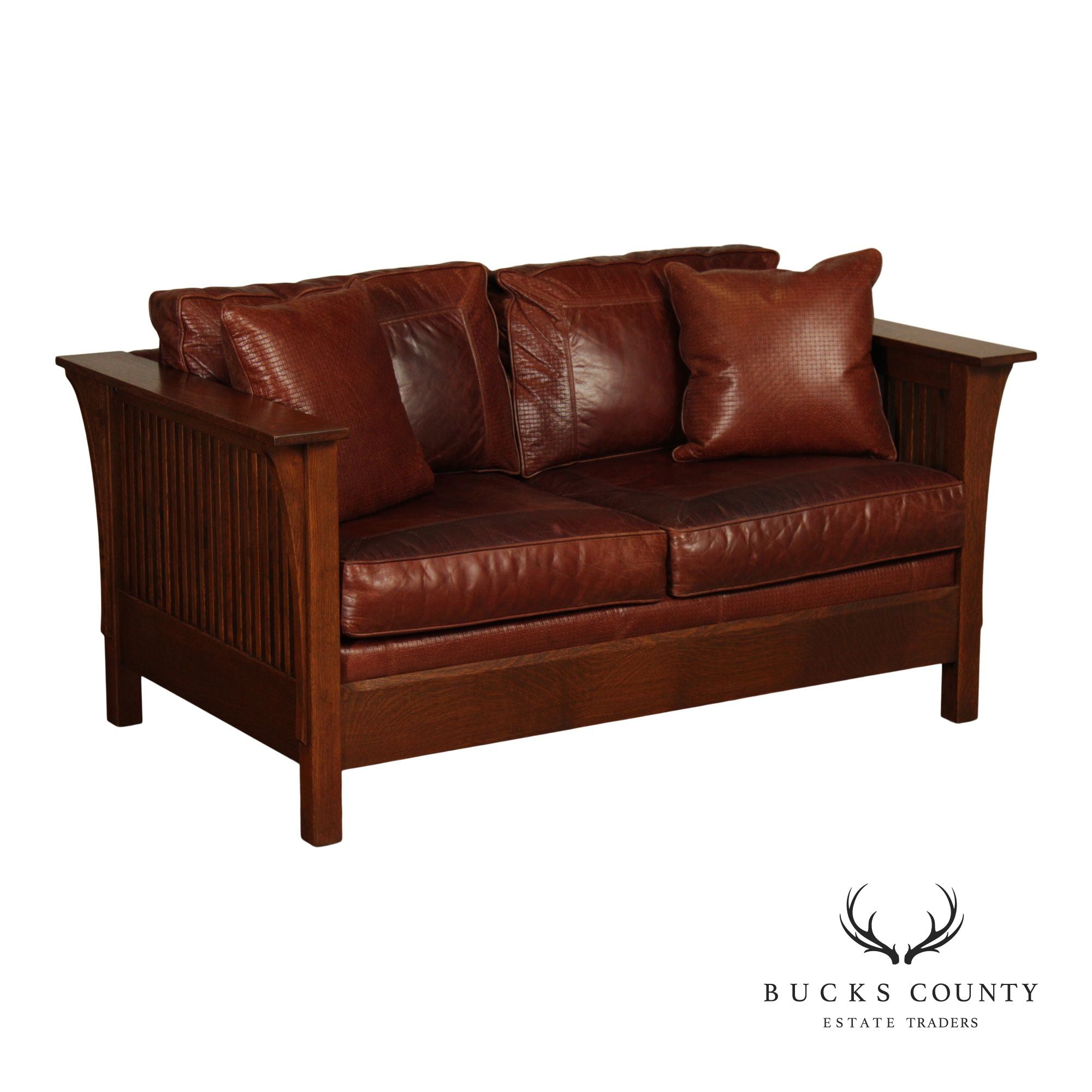 Stickley Mission Collection Oak 'Fayetteville' Leather Sofa