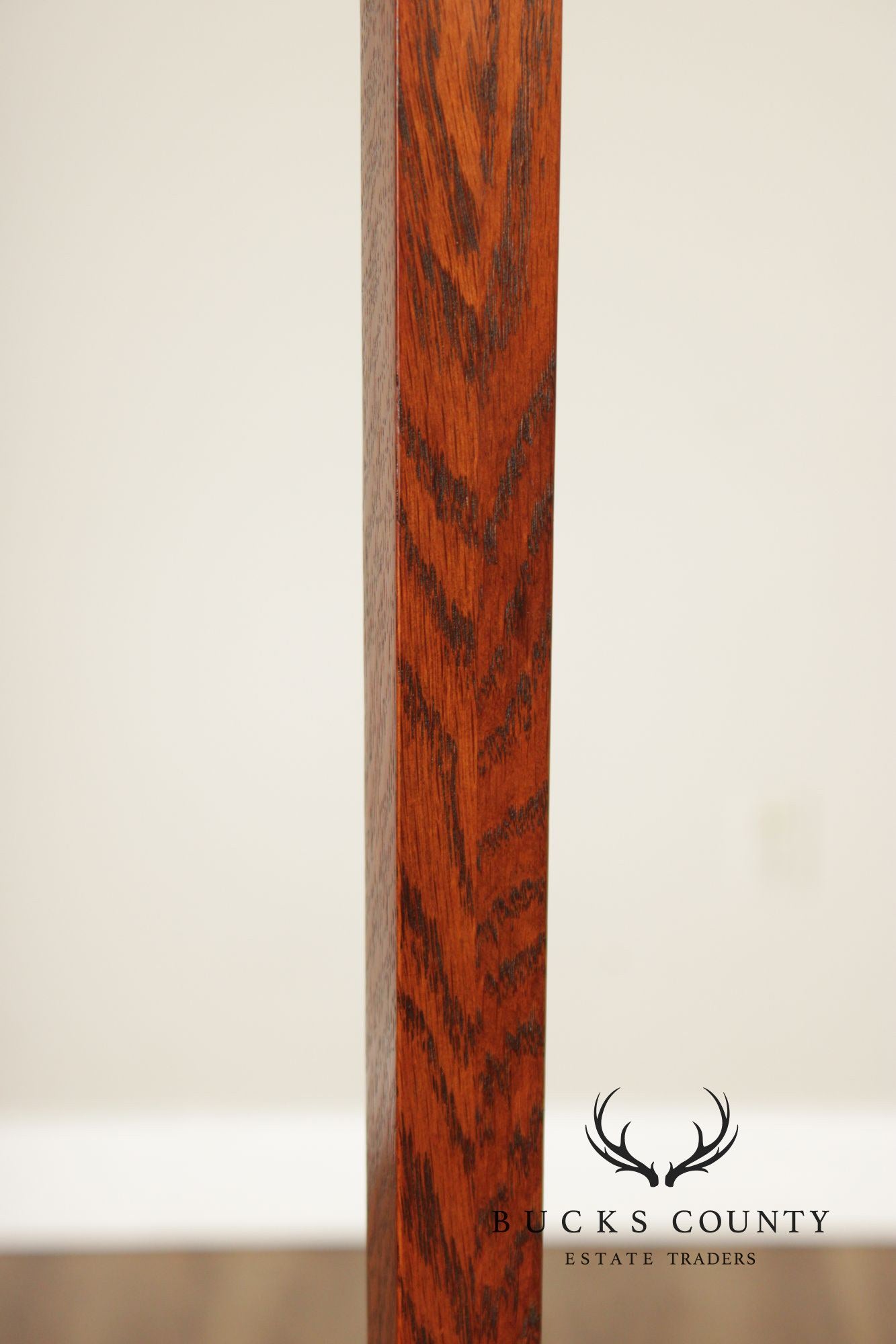 Stickley Mission Collection Oak Torchiere Floor Lamp With Art Glass Shade