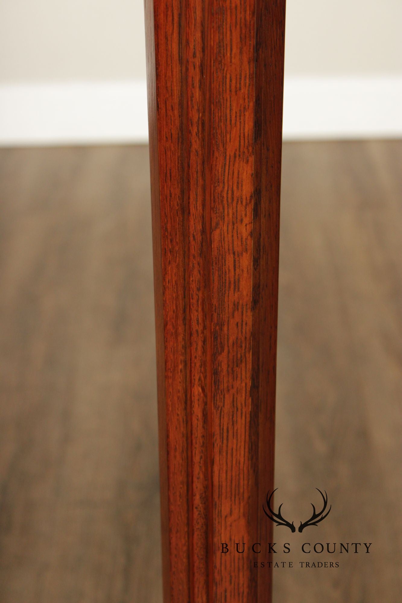 Stickley Mission Collection Oak Torchiere Floor Lamp With Art Glass Shade