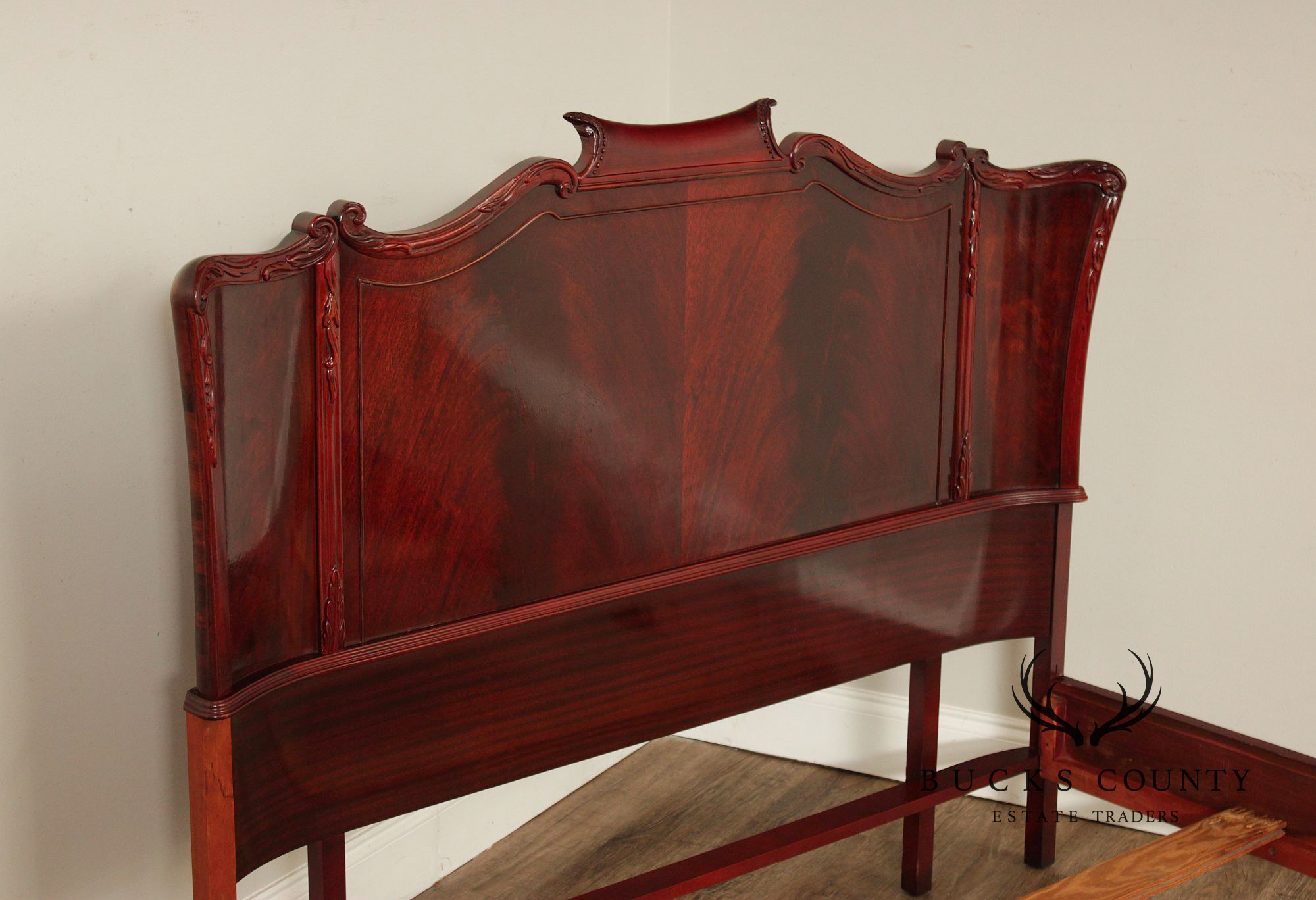 1940's French Louis XV Style Flame Mahogany Full Size Bed
