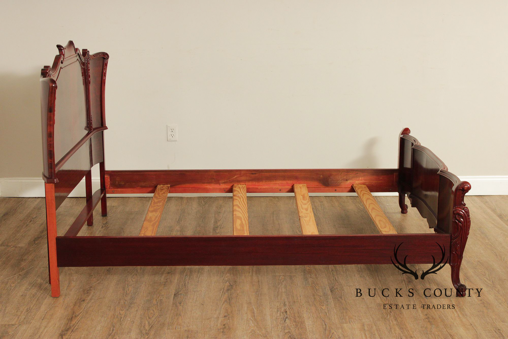1940's French Louis XV Style Flame Mahogany Full Size Bed