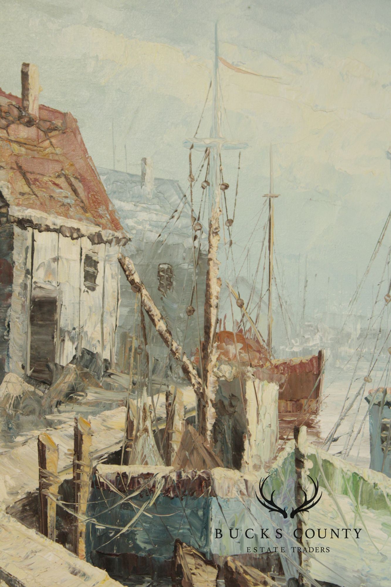 Artist Signed Oil Painting, Fishing Boats