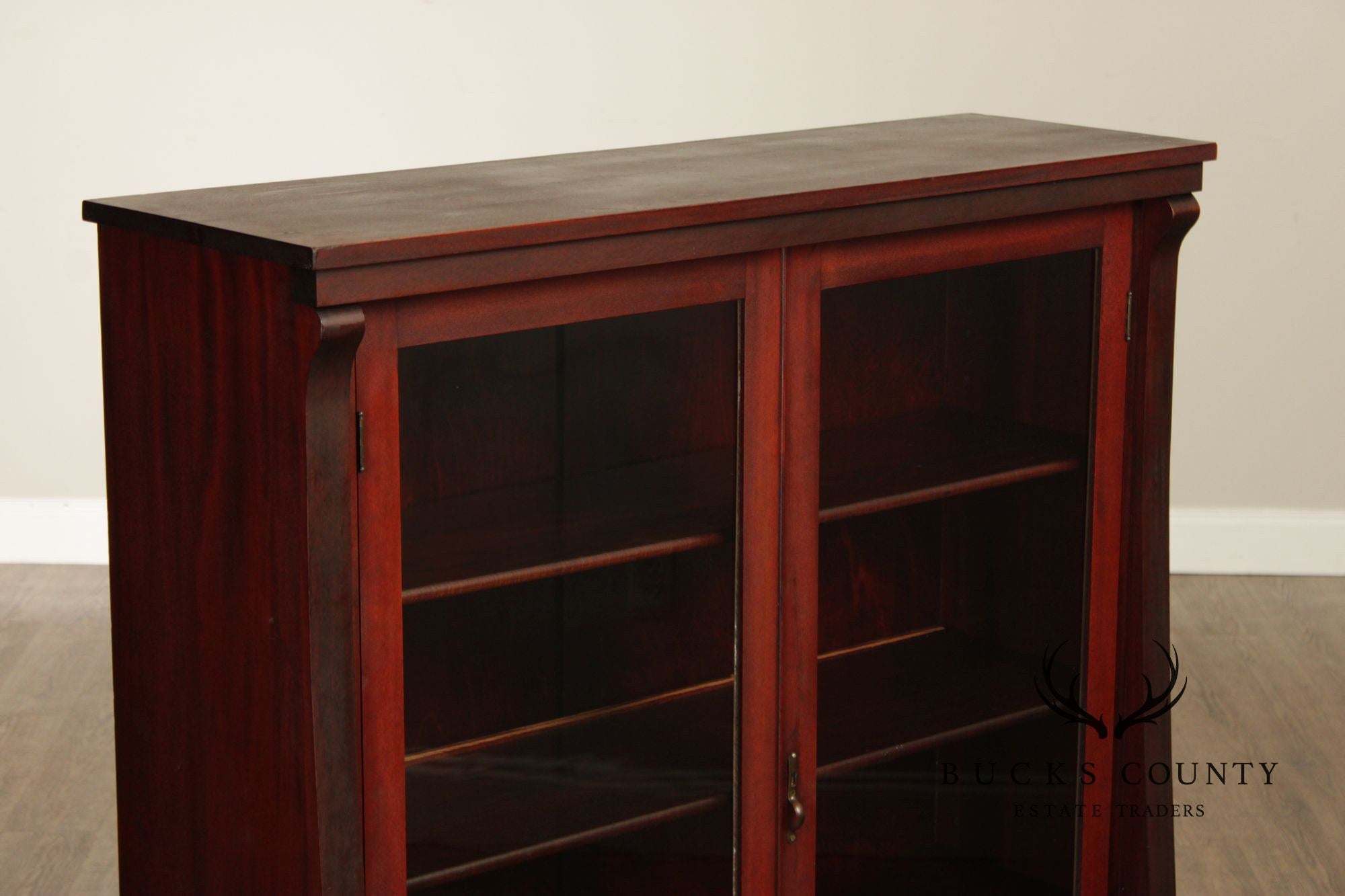 Empire Style Mahogany Glass Door Bookcase